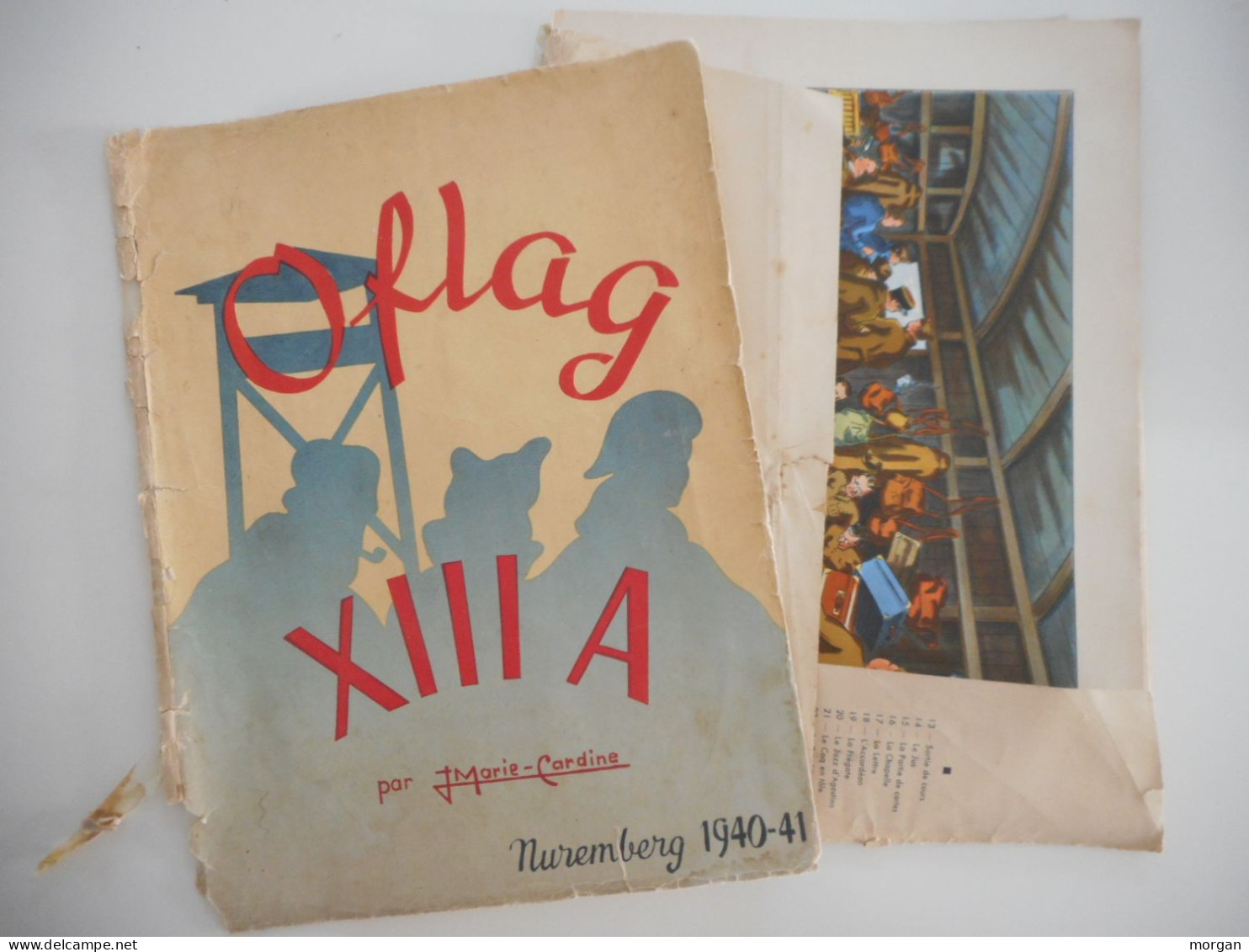 MILITARIA RARE  - OFLAG XIII A, 24 PLANCHES D'ILLUSTRATIONS DE JACQUES MARIE CARDINE, PG, PORTFOLIO WW2 1942