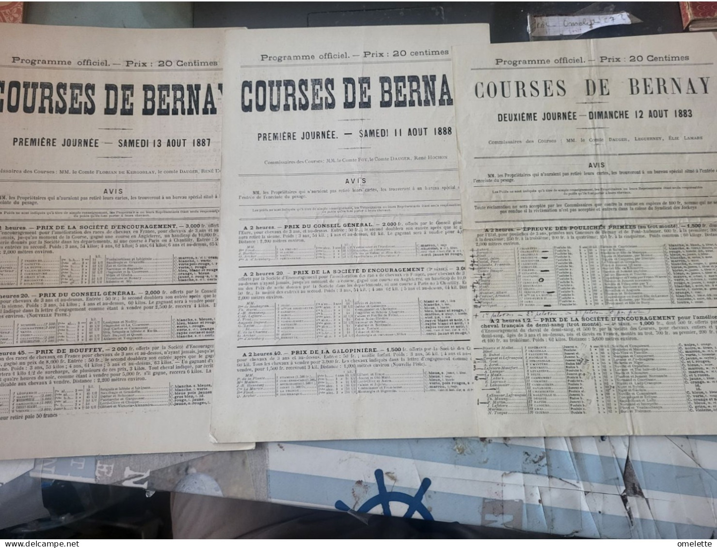 COURSES HIPPIQUES DE BERNAY 1883 /1887 1888 - Programma's