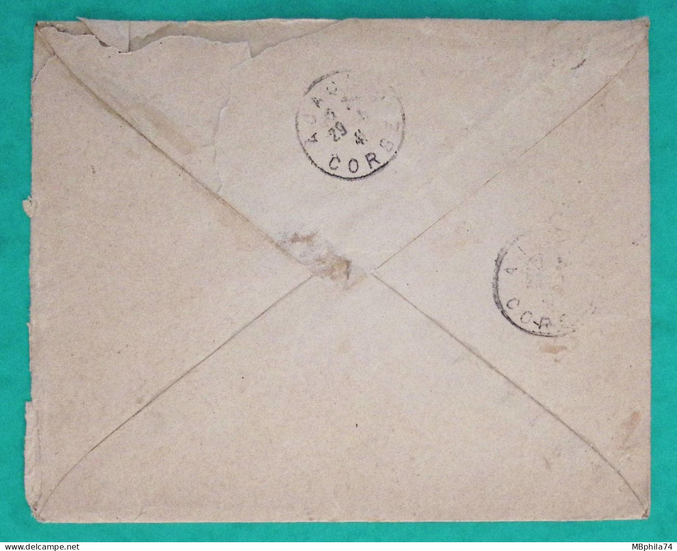 N°413 + 480 X6 MIXTE MERCURE PAIX SURCHARGE RECOMMANDE MAIRIE DE VEZZANI CORSE POUR CLERMONT FERRAND PUY DE DOME 1941 - 1932-39 Peace