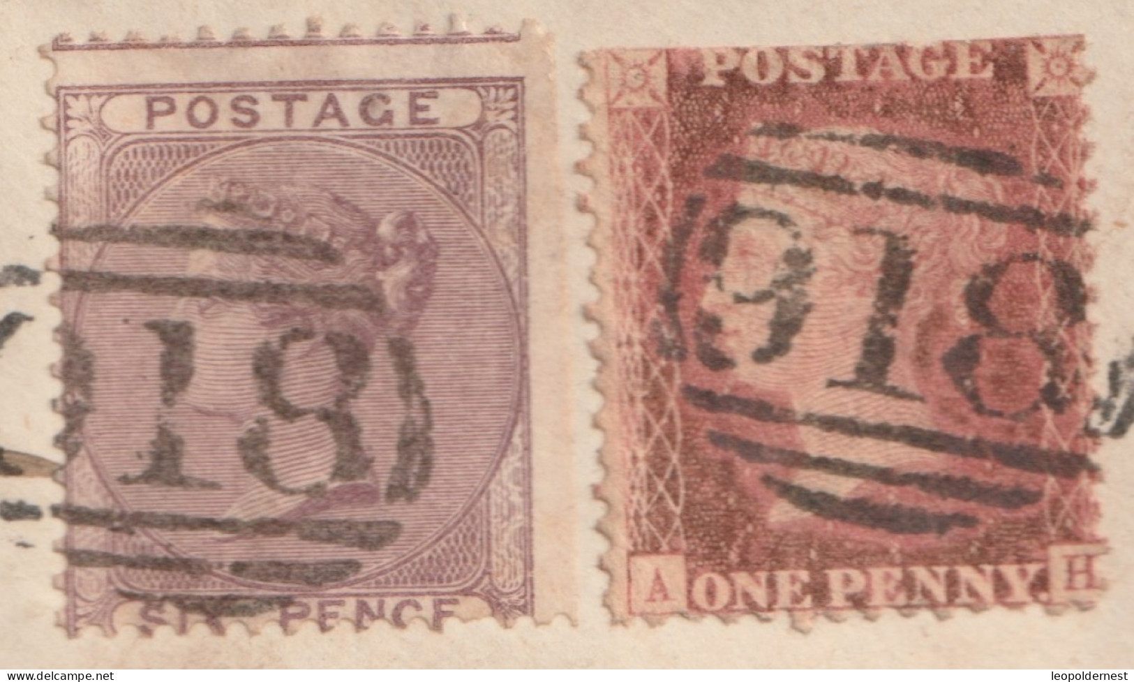 Grande Bretagne - 1 Penny + 6 Pence.  Rouge. 1862  Sur Petite Enveloppe. - Cartas