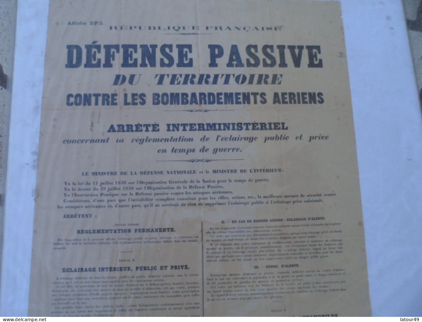 Affiche  Defence Passive Contre Les Bombardement Aerien 90  X 64 Cm - 1914-18