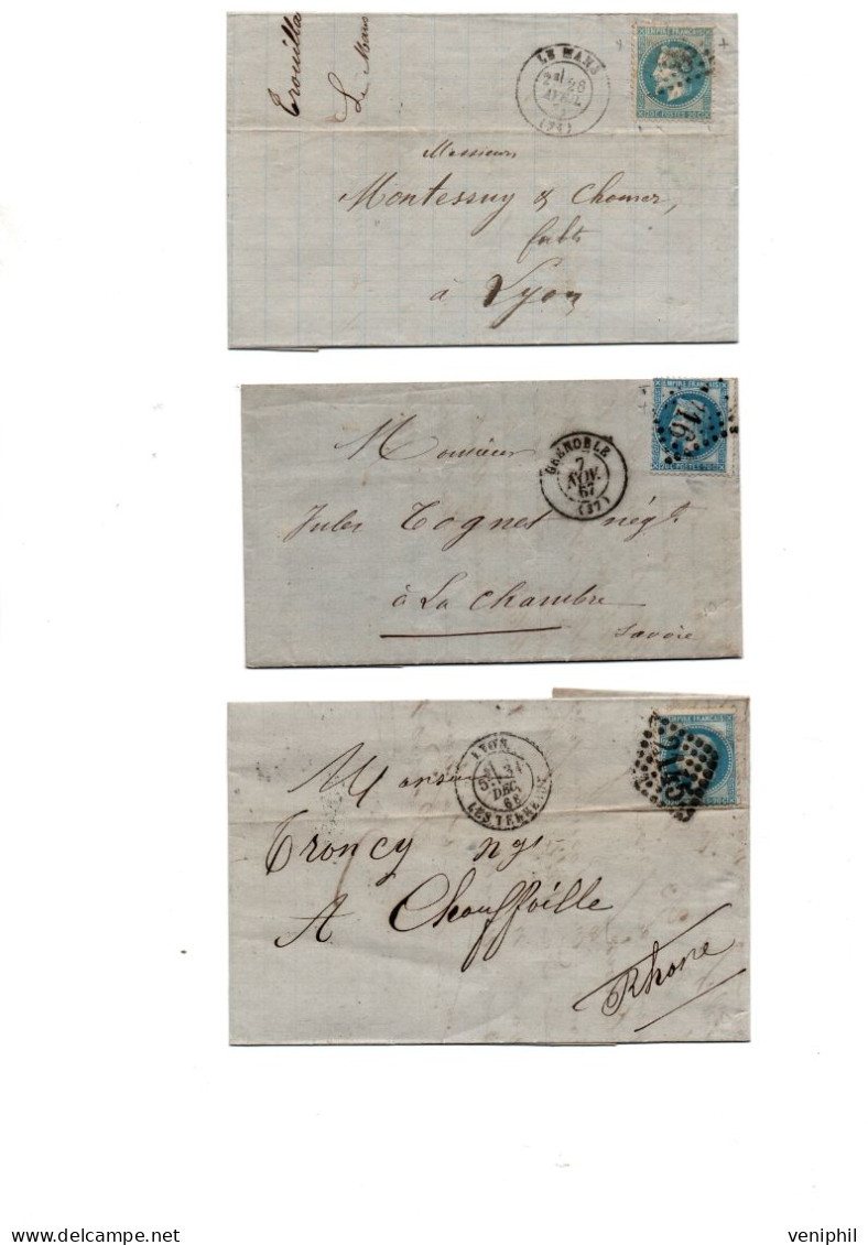 LOT DE 7 LETTRES ( 2 AFFRANCHIES N° 14 ET 5 AFFRANCHIES N° 29 -TB -ANNEE 1858-1888 - 1853-1860 Napoleon III