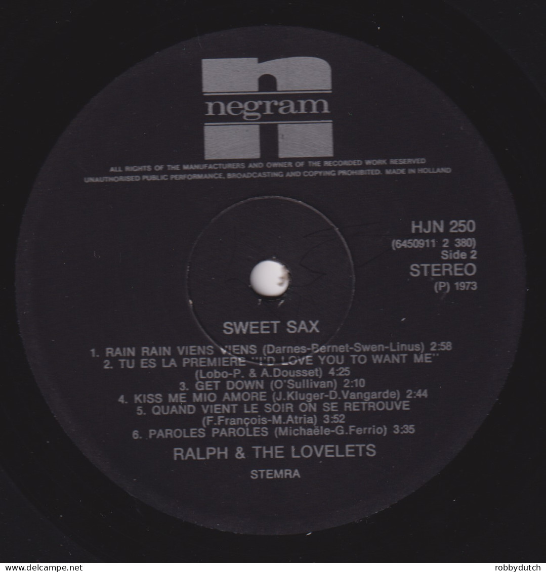 * LP *  RALPH & THE LOVELETS - SWEET SAX (Holland 1973) - Instrumental