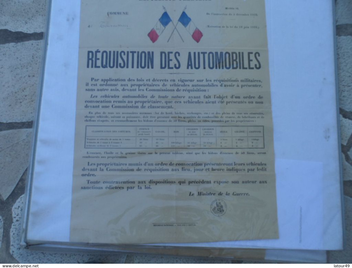 Affiche  Requisition  Des Automobiles Commune De Tournissan - 1914-18