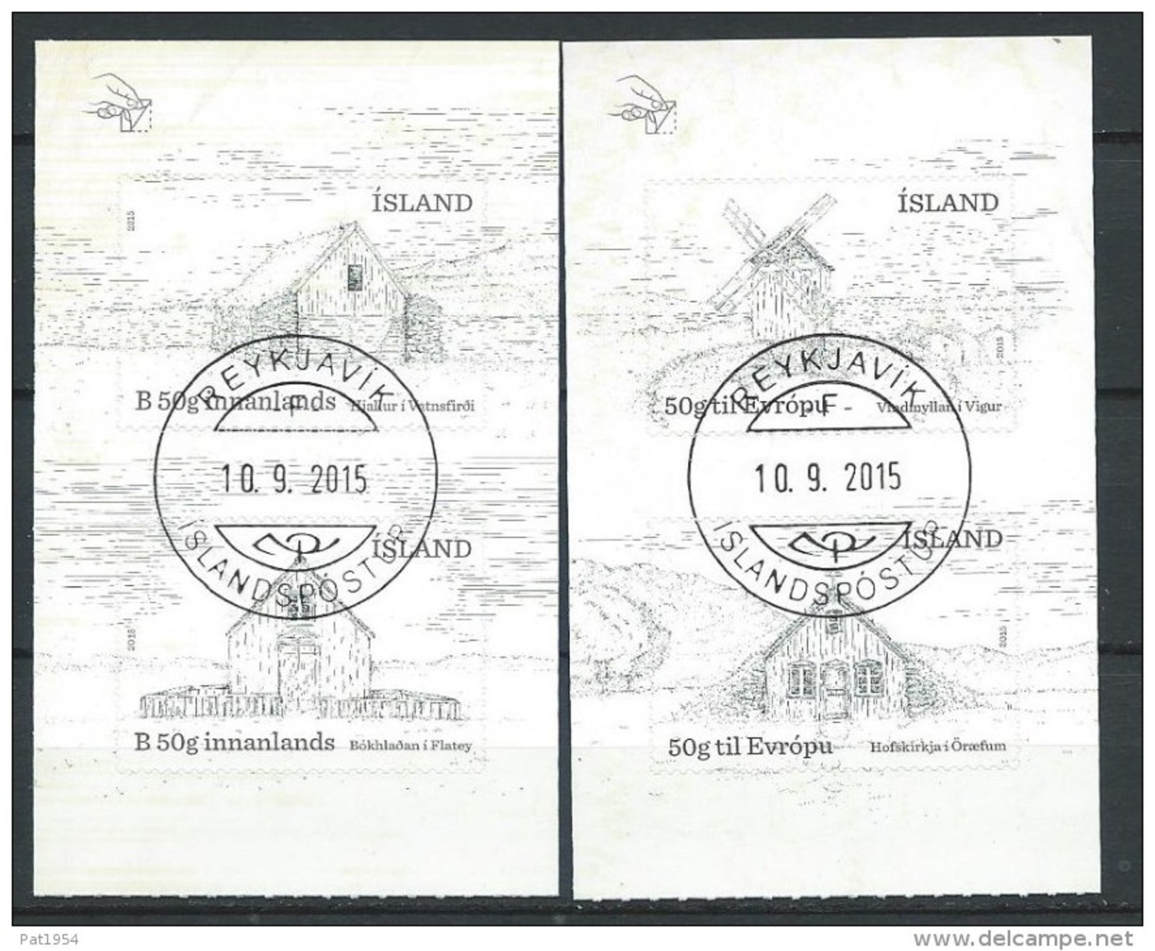 Islande N°1397/1400 De 2015 Adhésifs Issus De Carnet Oblitérés Batiments Traditionnels - Usados