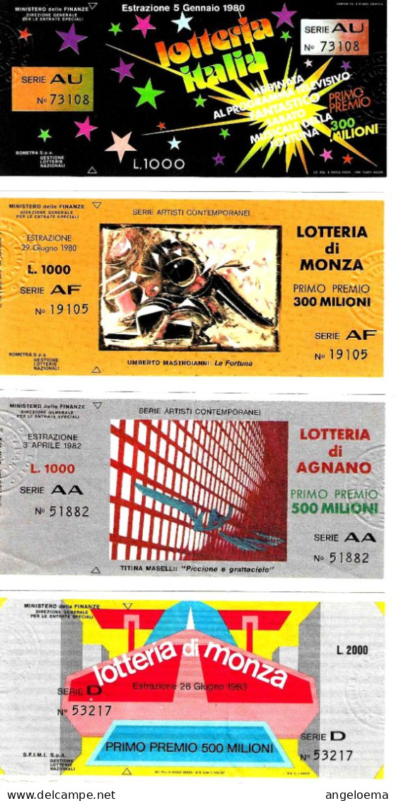 ITALIA ITALY - 7 Biglietti Lotteria 1980 ITALIA E MONZA, 1982 AGNANO, 1983 MONZA, 1983 ITALIA, 1984 MERANO, 1989 AGNANO - Lottery Tickets