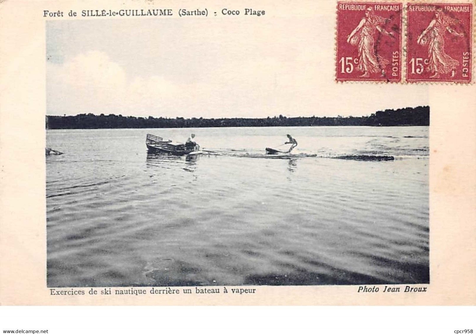 72.n°58553.sillé Le Guillzume.coco Plage.exercice Ski Nautique Derrière Un Bateau à Vapeur - Sille Le Guillaume