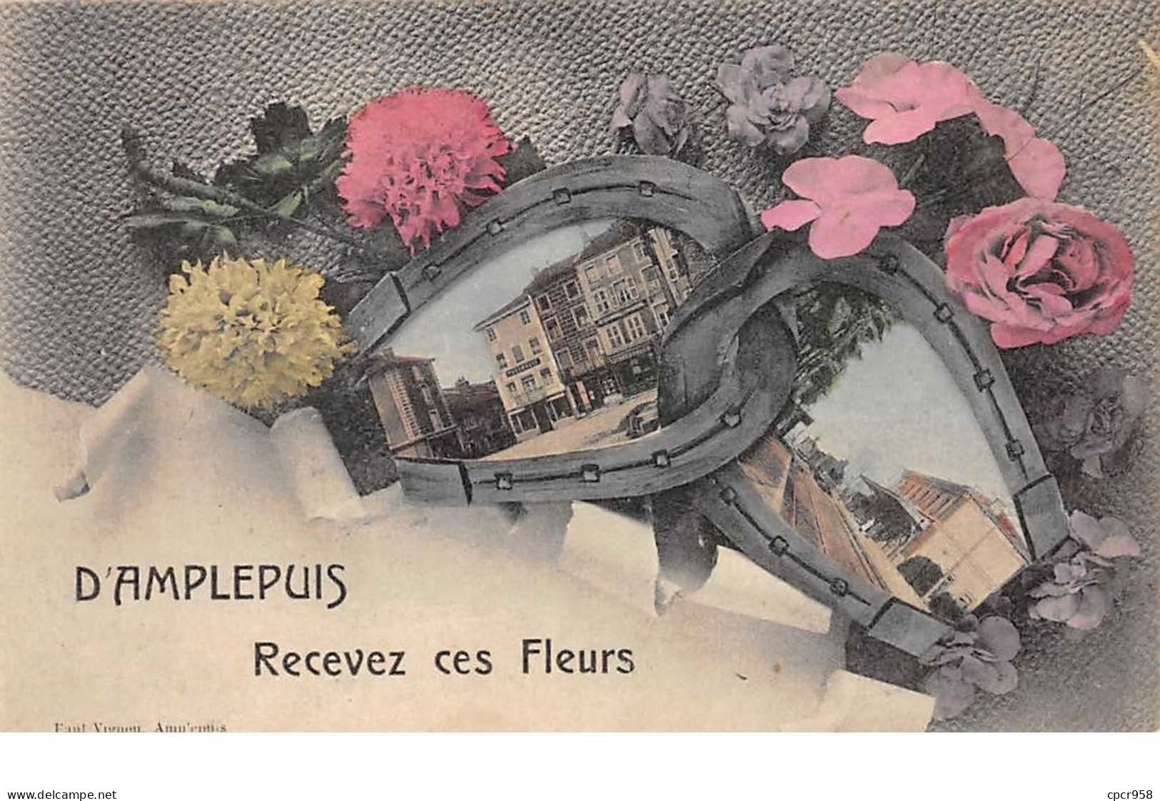 69.n°58548.amplepuis.recevez Ces Fleurs.train Gare - Amplepuis