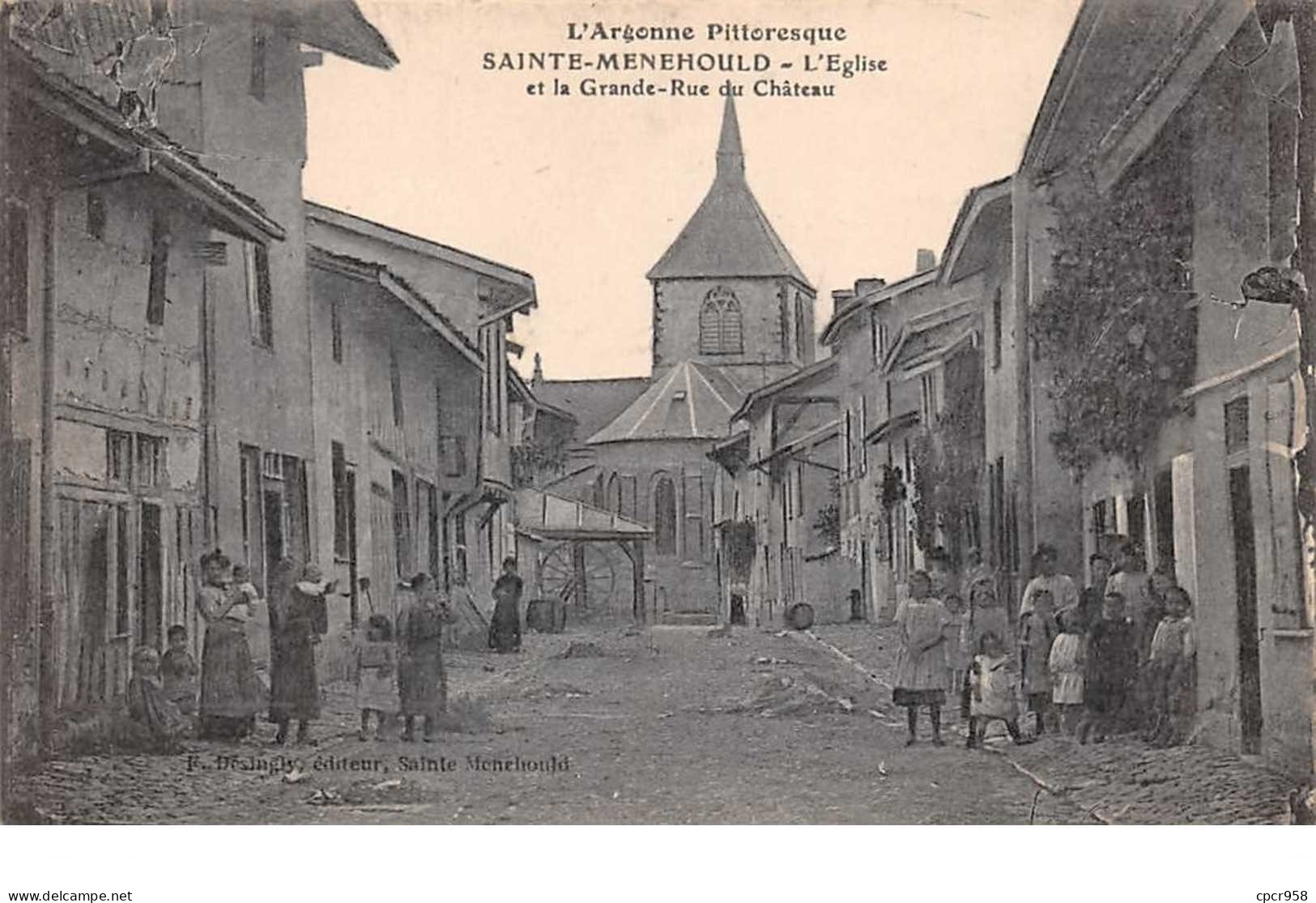 51. N° 54955.sainte Menehould.l'argonne Pittoresque.eglise Et La Grande Rue Du Chateau - Sainte-Menehould