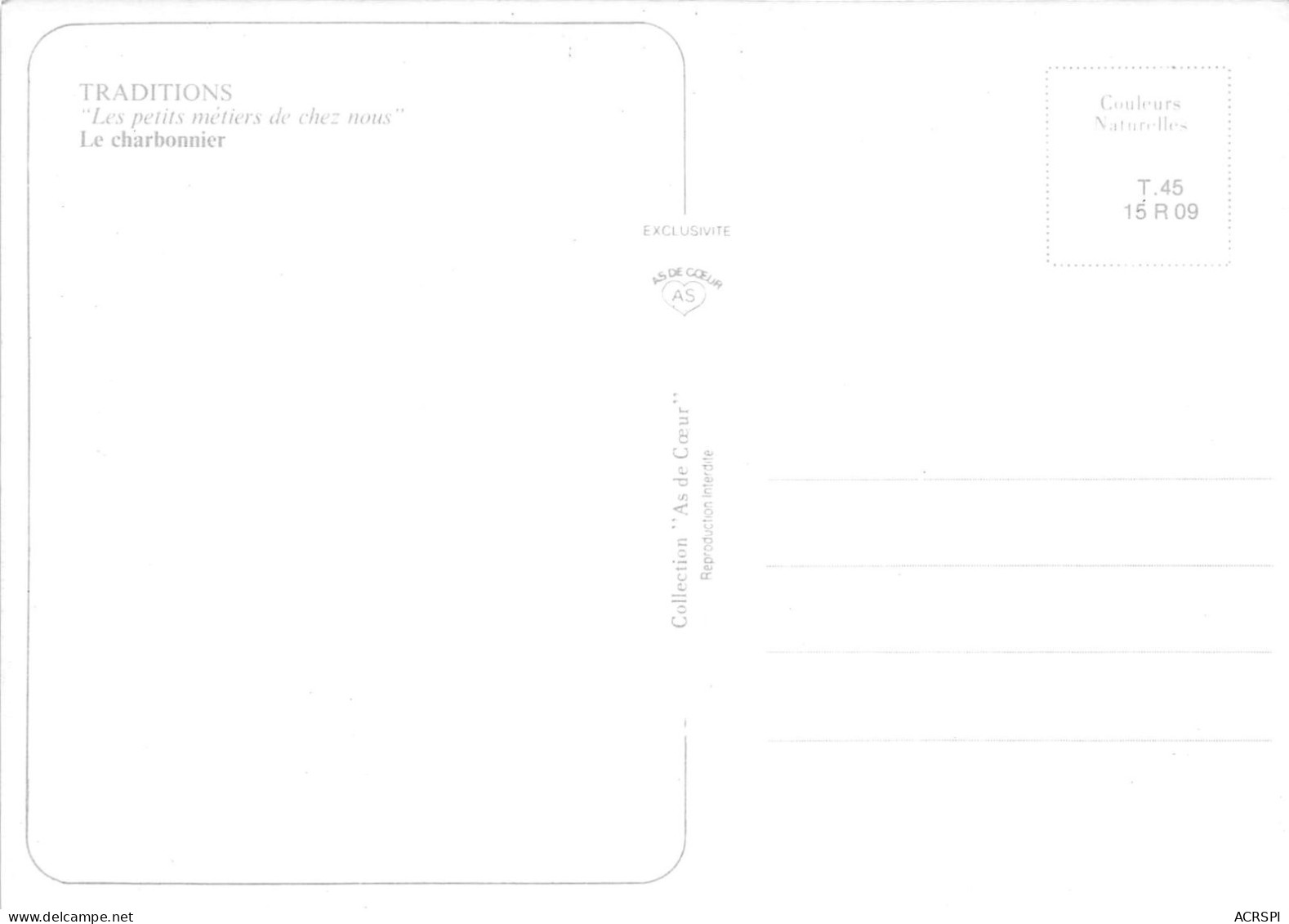 Traditions Les Petits Metiers De Chez Nous LE CHARBONNIER 27(scan Recto-verso)MA320 - Artisanat