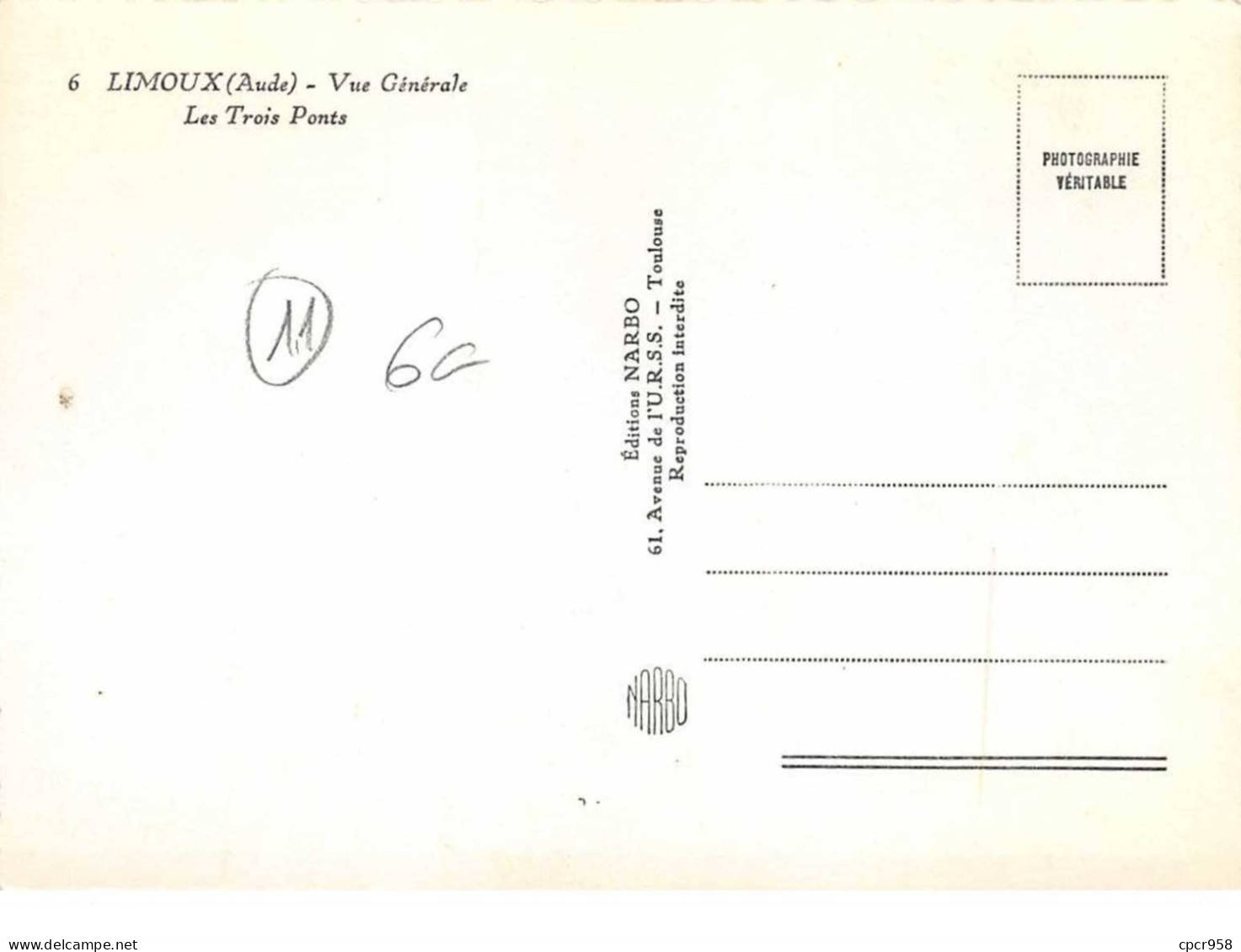 11 . N° 101784 . Cpsm .10x15 Cm  .limoux .vue Generale .les Trois Ponts . - Limoux