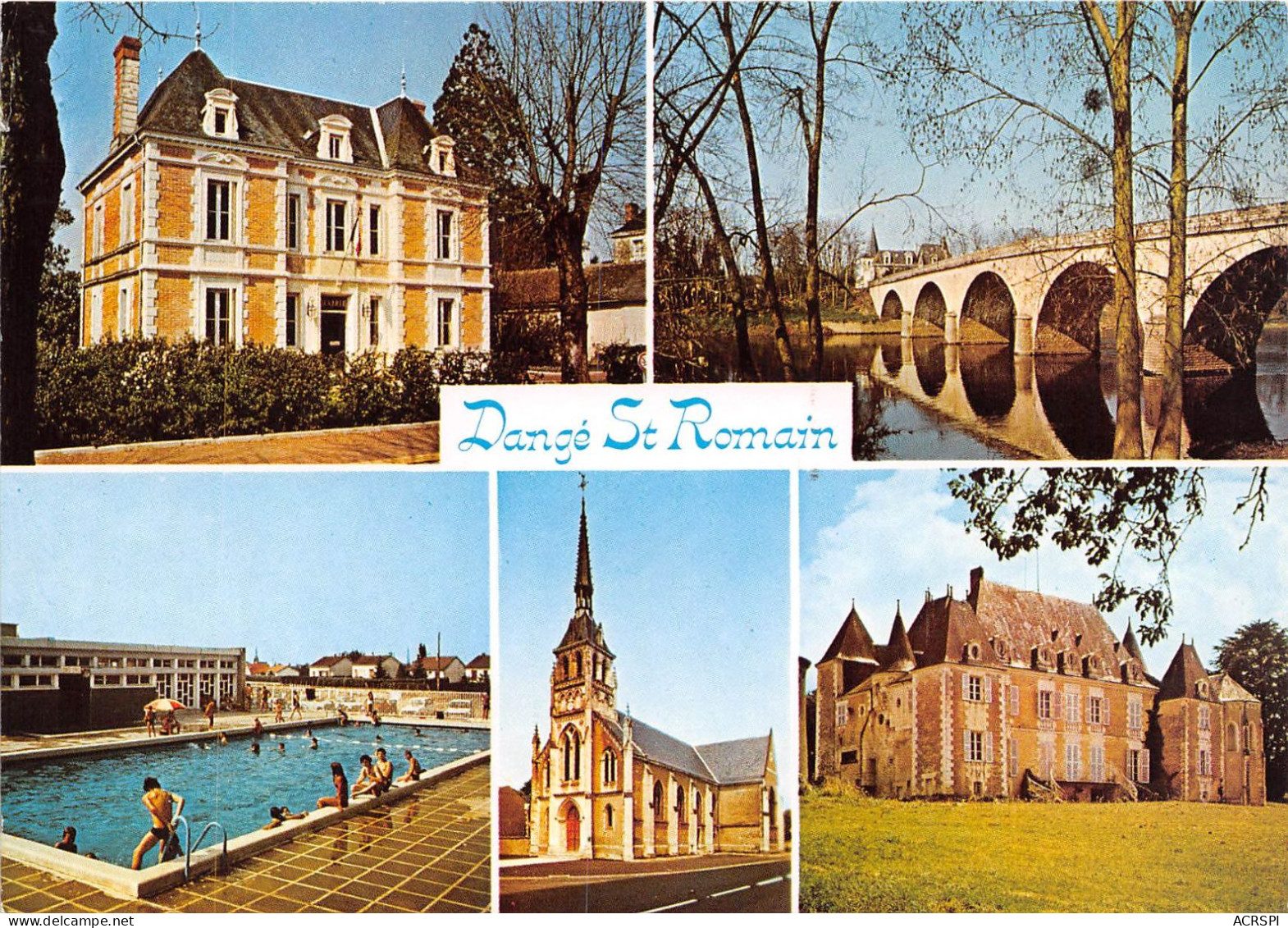DANGE ST ROMAIN L Hotel De Ville Le Pont Sur La Vienne La Piscine Eglise St Pierre 7(scan Recto-verso) MA373 - Dange Saint Romain