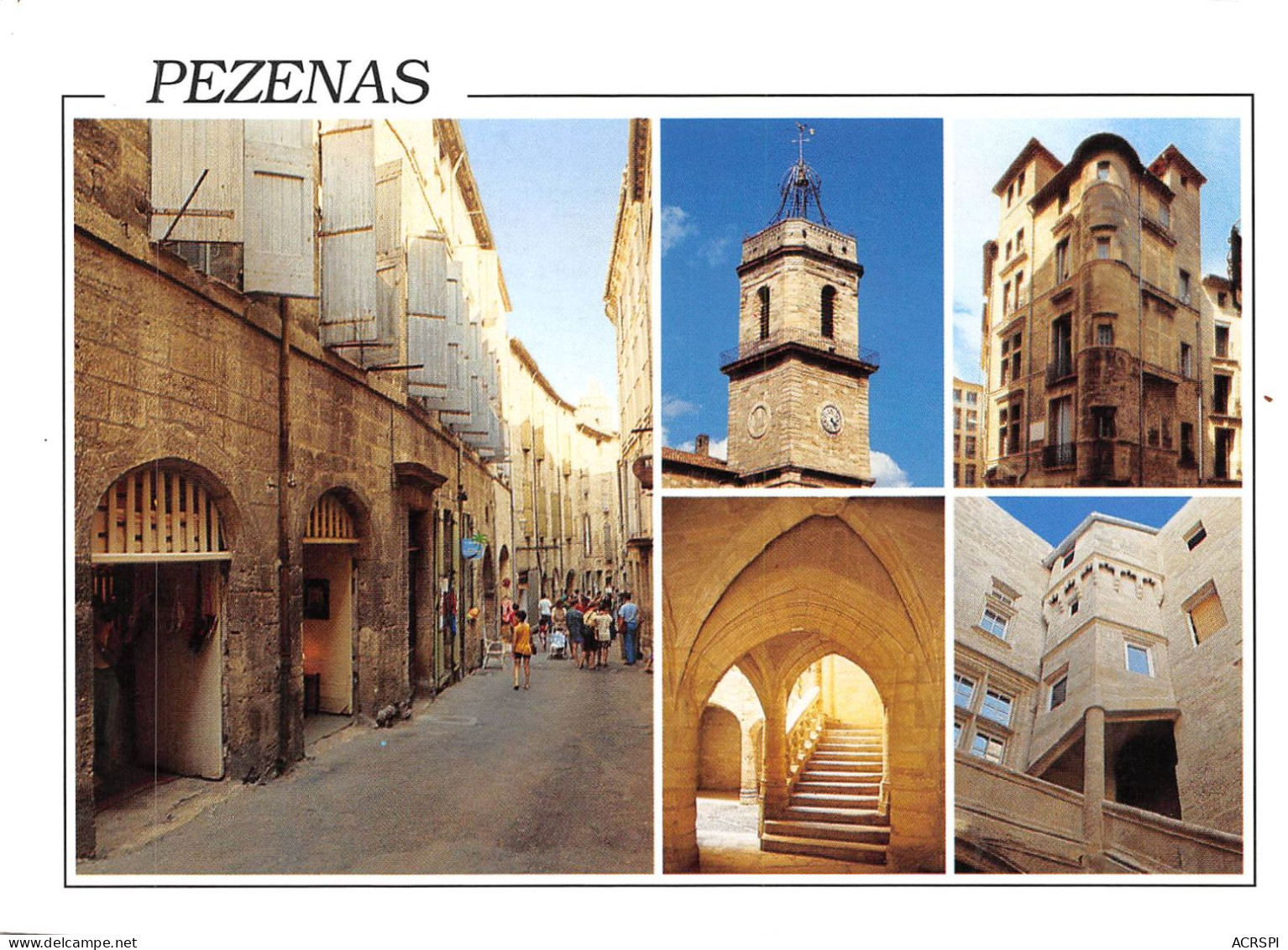 PEZENAS Ville D Arts La Rue De La Foire Le Clocher De La Collegiale St Jean 14(scan Recto-verso) MA371 - Pezenas