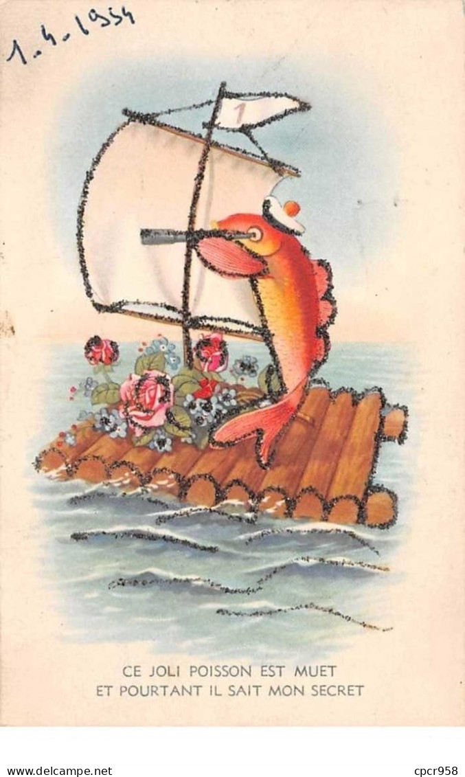 1er Avril - N°60695 - Ce Joli Poisson Est Muet Et Pourtant Il Sait Mon Secret - 2131 - Carte Avec Paillettes - 1er Avril - Poisson D'avril