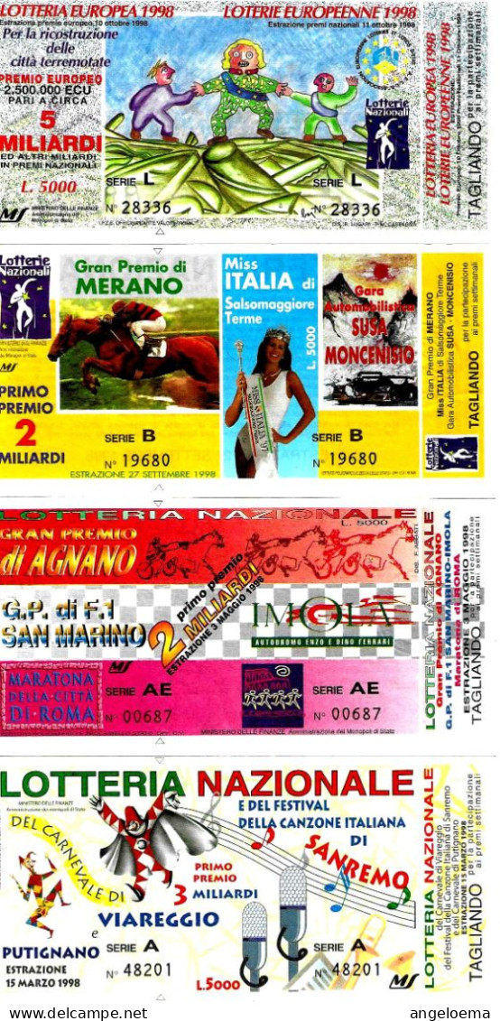 ITALIA ITALY - 8 Biglietti Lotteria Anni 90 - Billets De Loterie