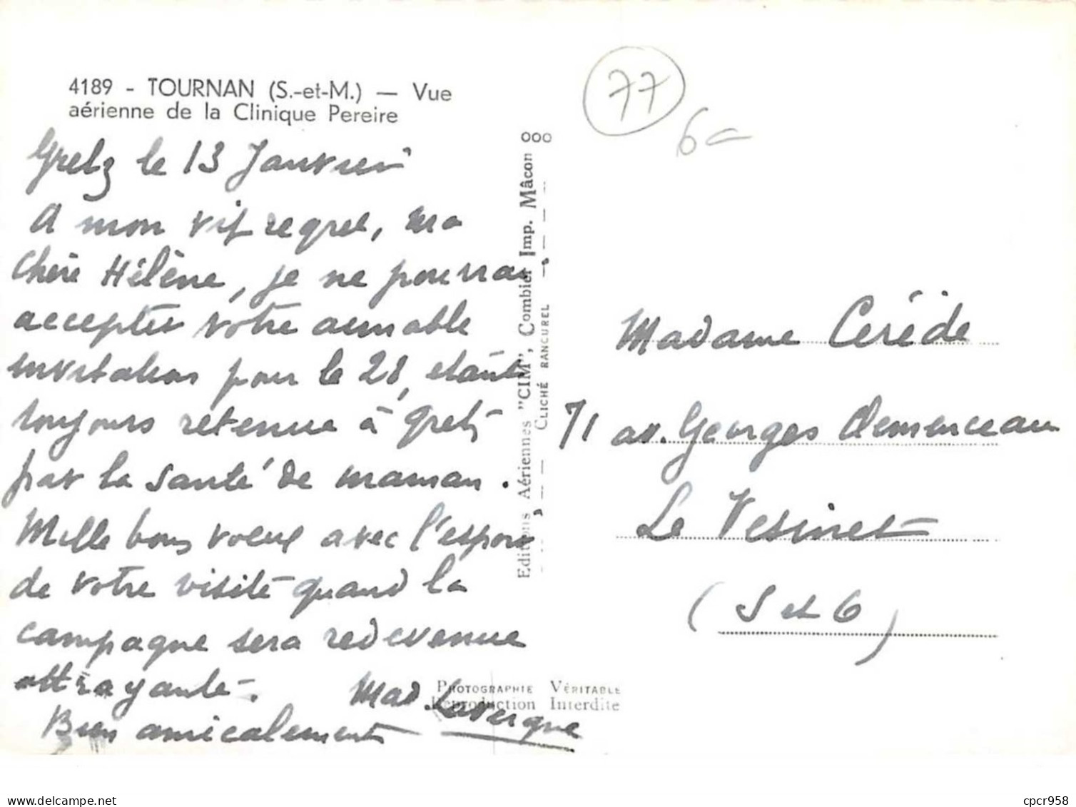 77 - N°151153 - Tournan - Cpsm 15cm X 10.5cm - Vue Aérienne De La Clinique Pereire - Tournan En Brie
