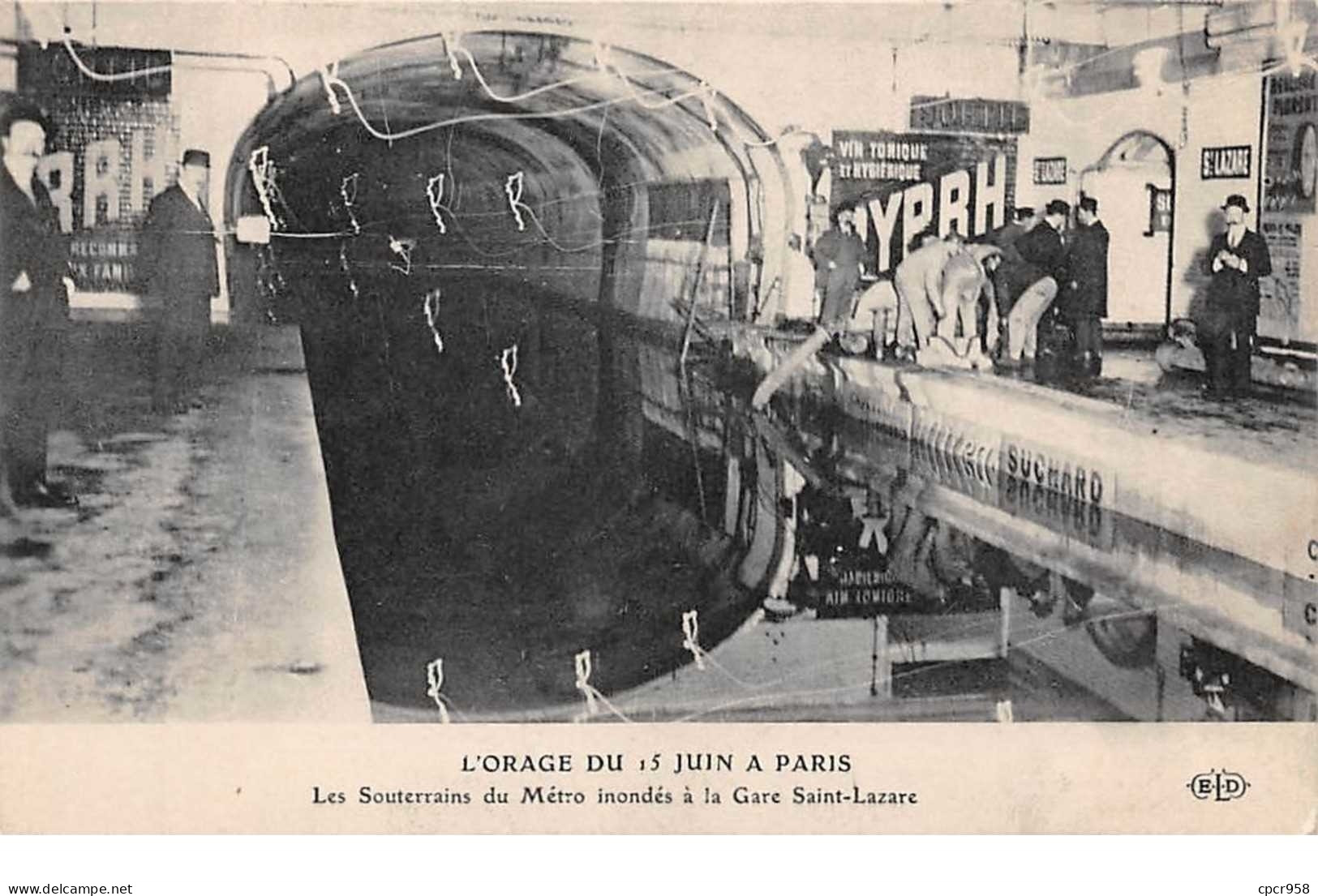 75008. N° 103873 .paris .les Souterrains Du Metro Inondes A La Gare St Lazare . - Transporte Público