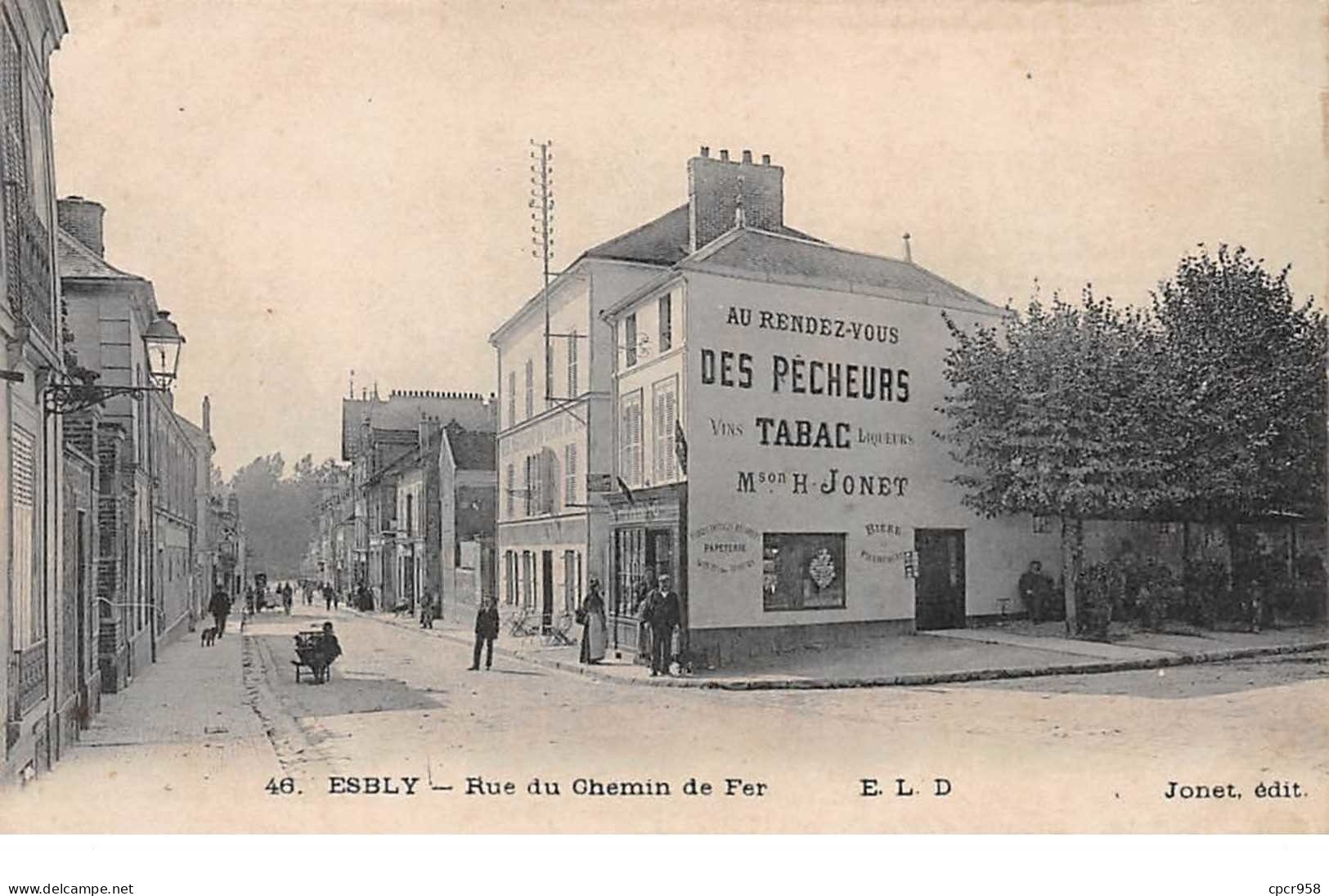 77. N° 104282 .esbly .rue Du Chemin De Fer .cafe Tabac .au Rendez Vous Des Pecheurs . - Esbly