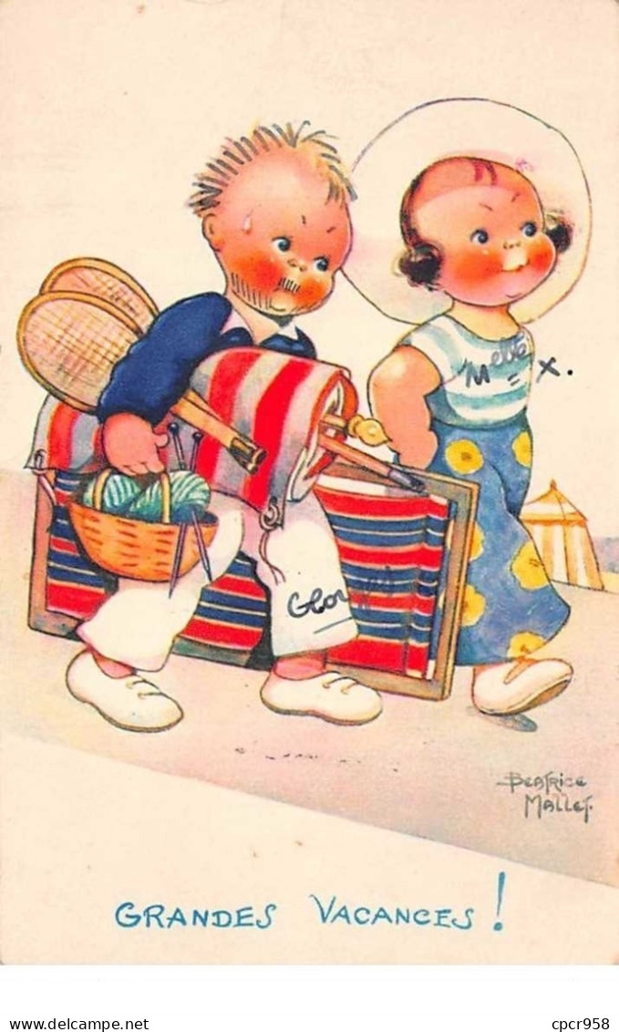 Illustrateur - N°61963 - Mallet B. - Grandes Vacances ! Couple D'enfant Se Rendant à La Plage - Mallet, B.