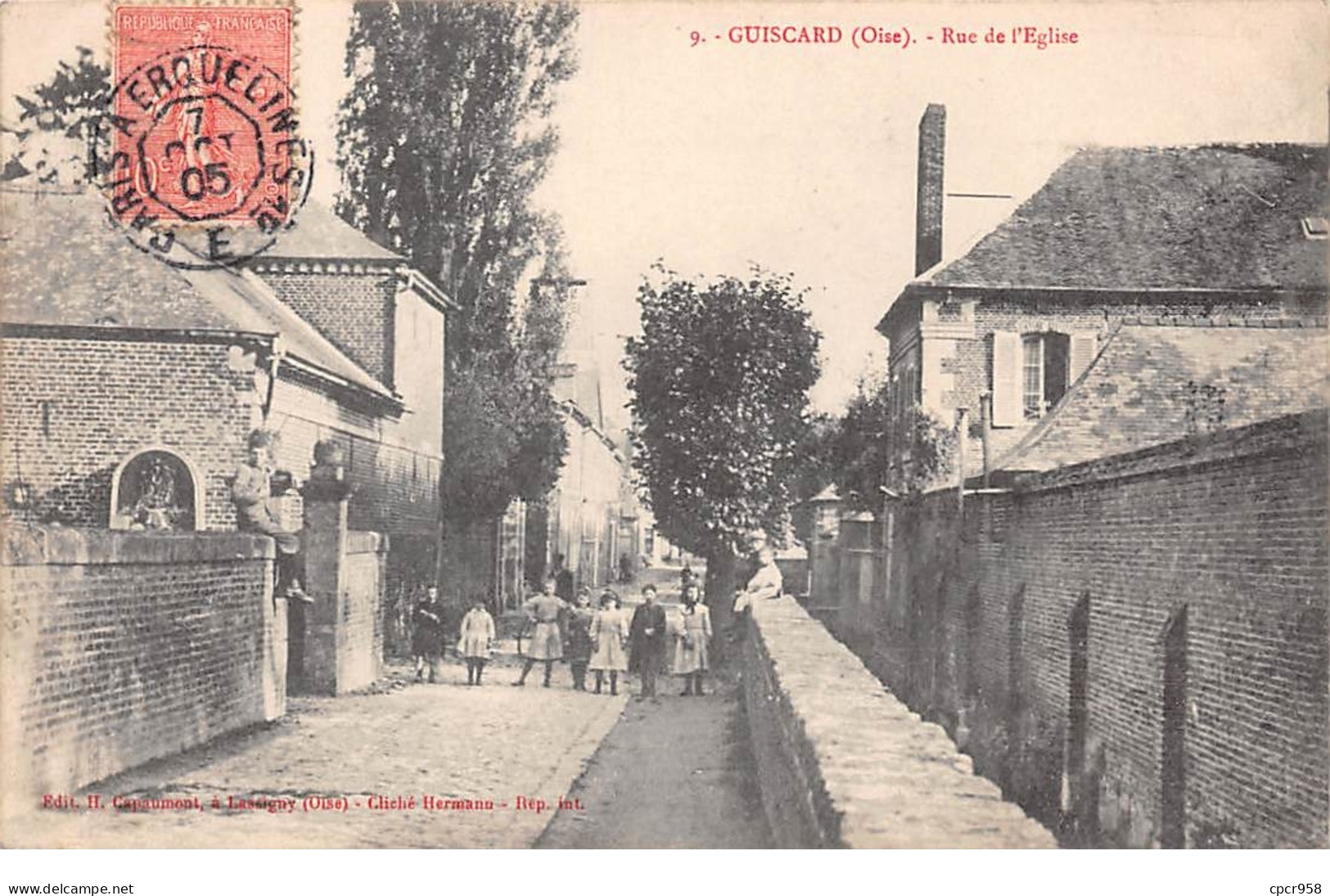 60  .n°  107551  . Guiscard .rue De L Eglise .enfants . - Guiscard