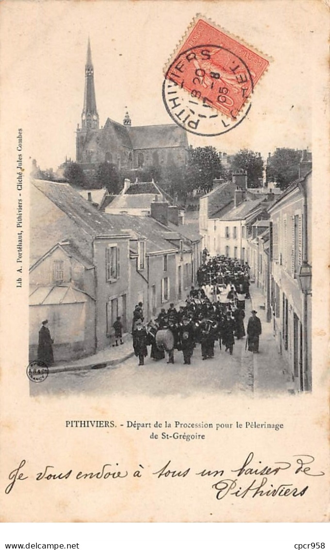 45  .n°  107260  .  Pithiviers .depart De La Procession Pour Le Pelerinage De St Gregoire  . - Pithiviers