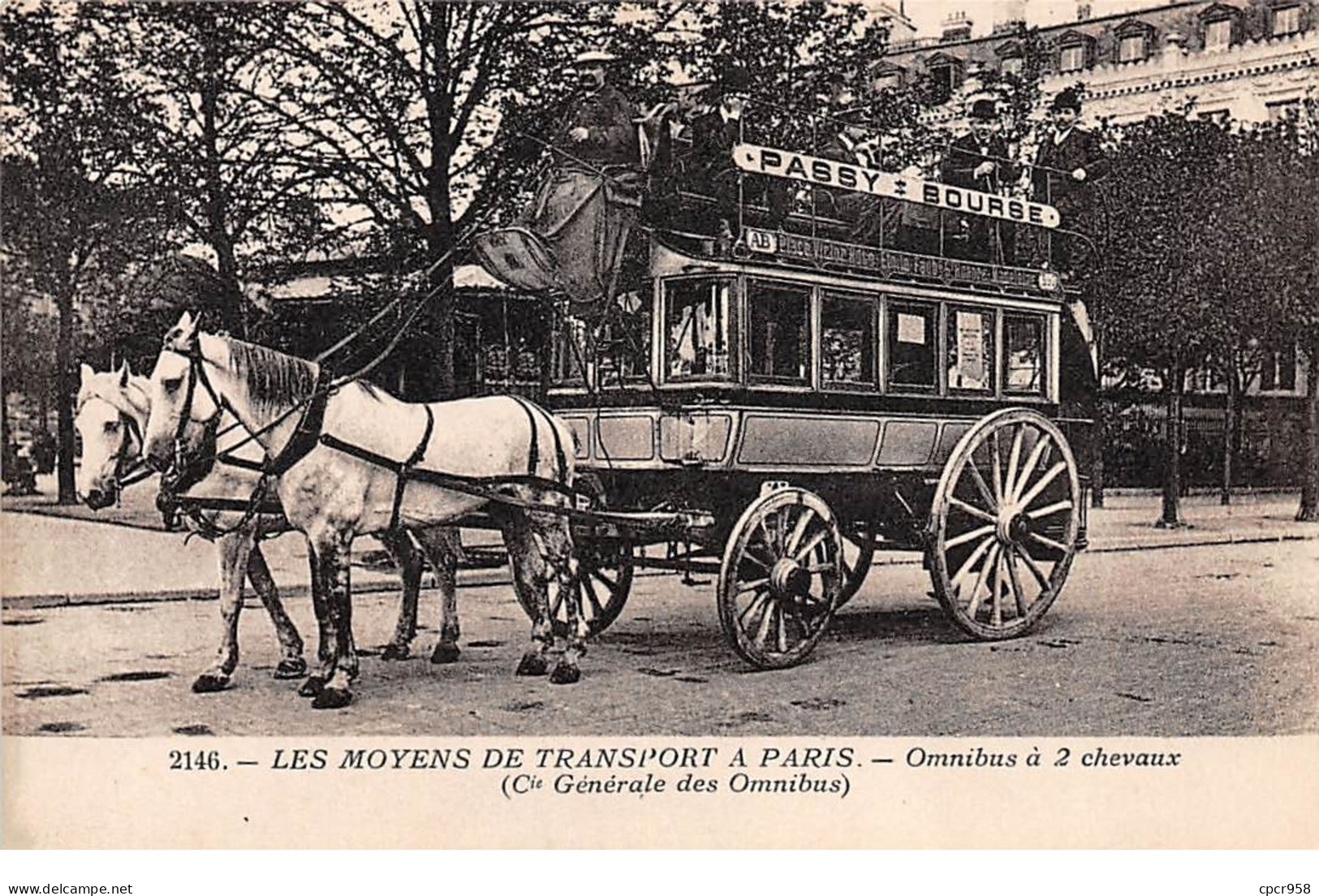 75 .n° 108872 .  Paris. Omnibus A 2 Chevaux  . - Transporte Público