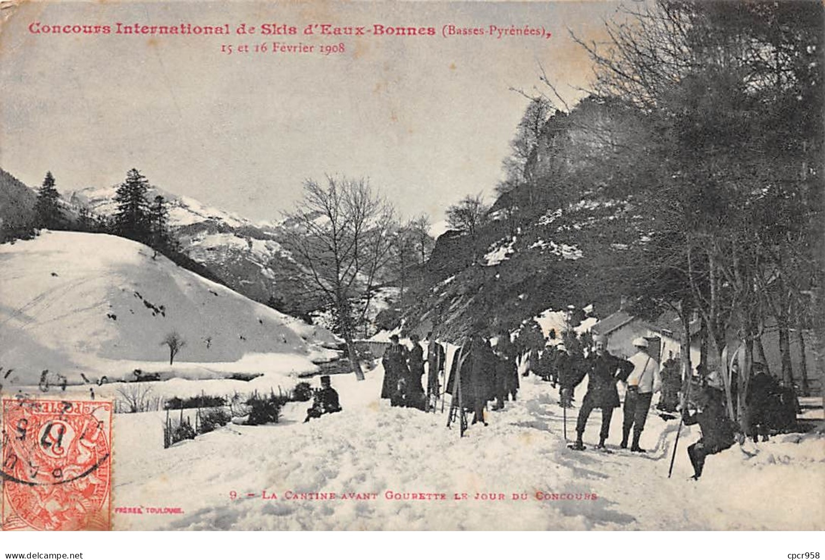 64 .n° 108675 . Eaux Bonnes  .concours Internationale De Skis  .15 Et 16 Fevrier 1908 .la Cantine . - Eaux Bonnes