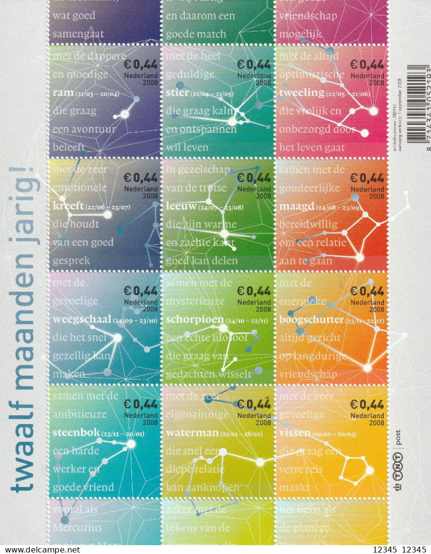 Nederland 2008, Postfris MNH, NVPH V2581-92, Zodiac Signs - Unused Stamps