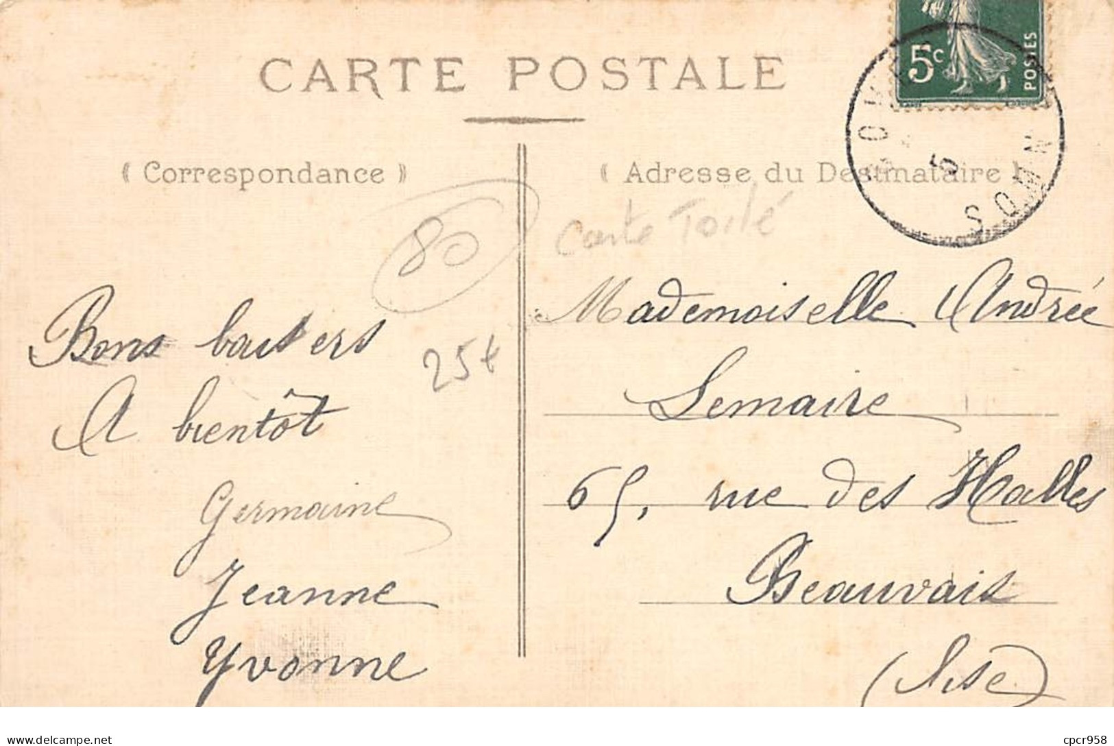 80 .n° 110341 . Boves . Cafe De La Paix .entree De La Rue Victor Hugo .carte Postale Toilee . - Boves