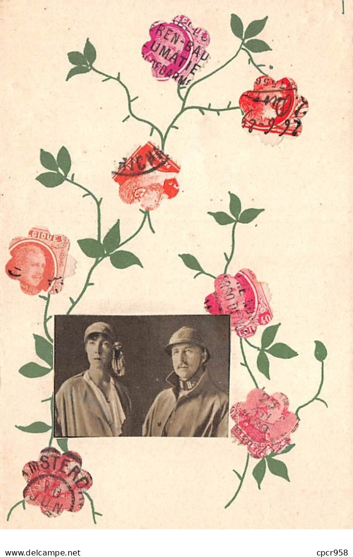 Timbres (représentation) - N°64429 - Belgique - Un Couple, L'homme En Tenue Militaire, Et Des Roses - Timbres (représentations)