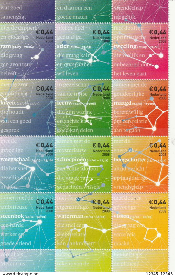 Nederland 2008, Postfris MNH, NVPH 2581-92, Zodiac Signs - Unused Stamps
