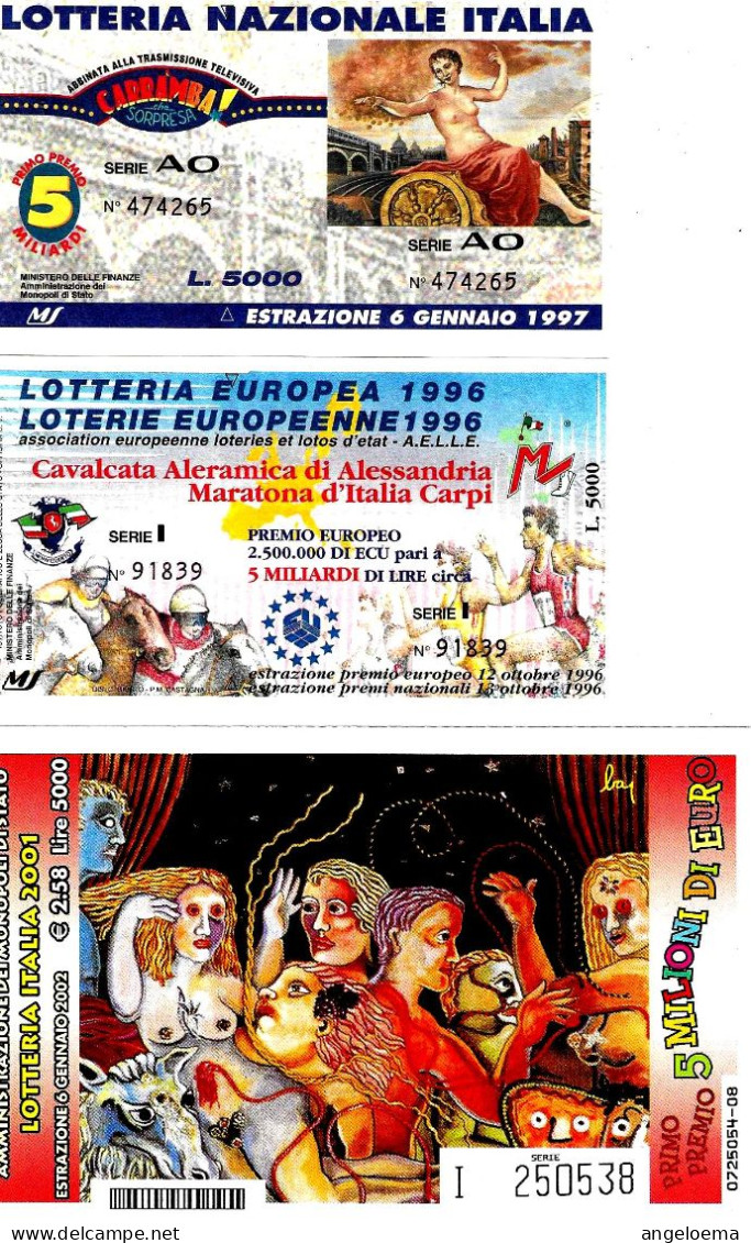 ITALIA ITALY - 8 Biglietti Lotteria Anni 1990-2000 - Billetes De Lotería