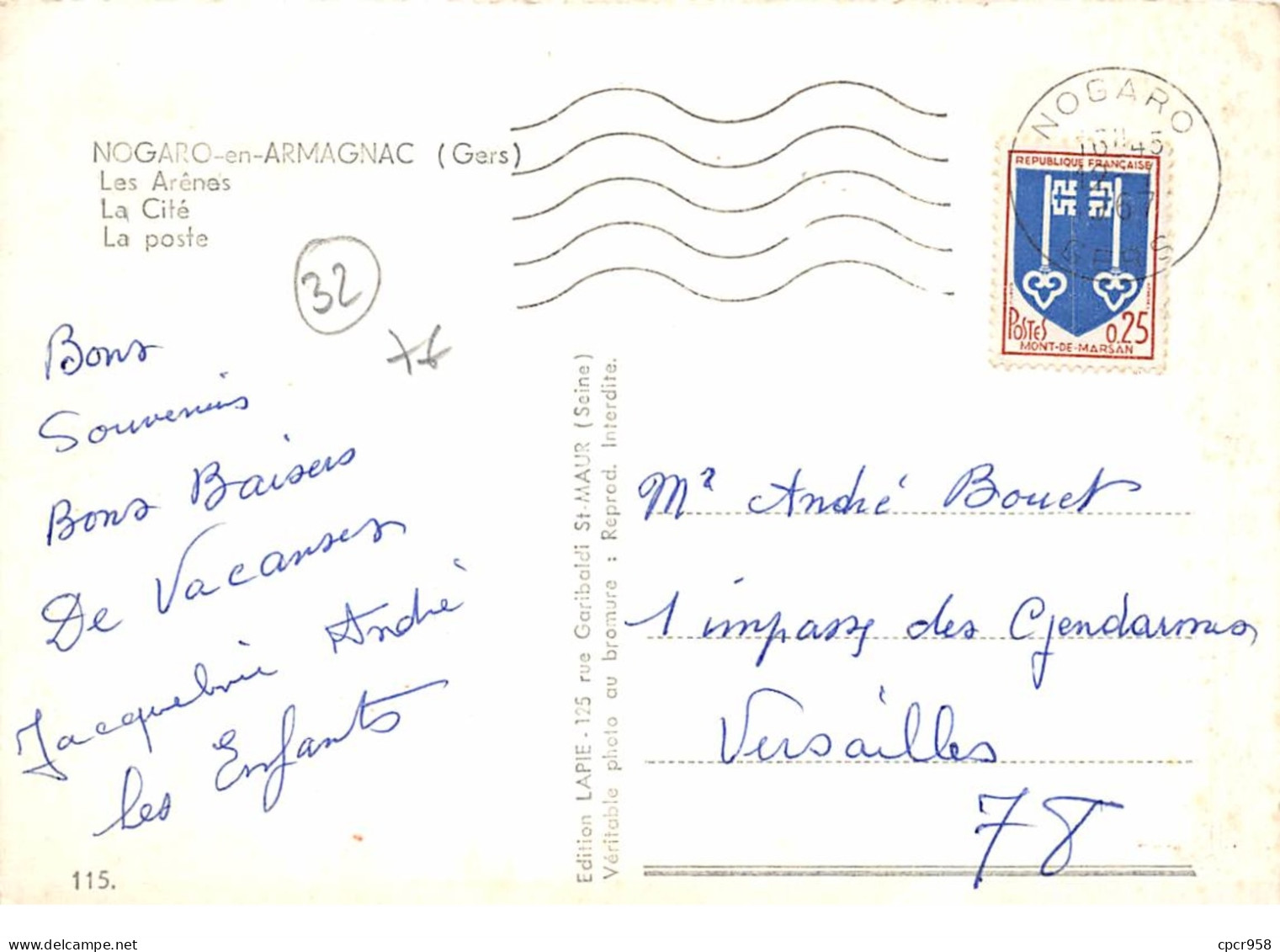 32 .n° 204425.nogaro En Armagnac.les Arenes.la Cité.la Poste. Cpsm - 15 X 10.5 Cm. - Nogaro