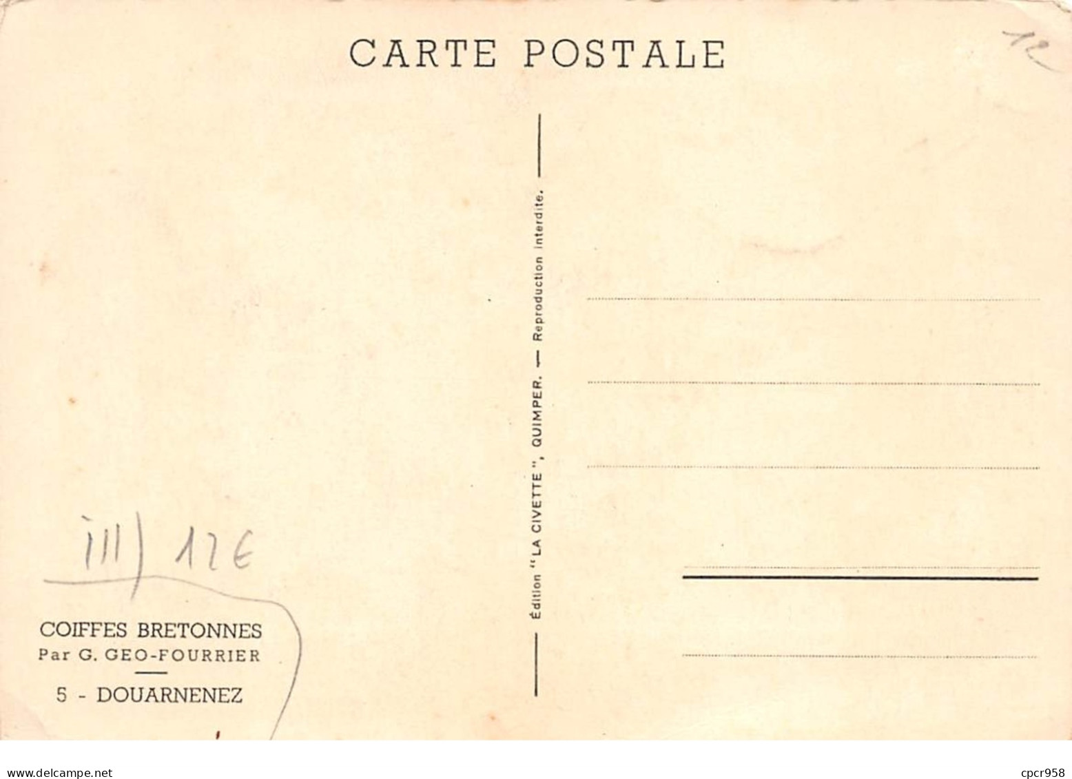 Illustrateur - N°66923 - Coiffes Bretonnes Par G. Geo Fourrier - 5 Douarnenez - Fourrier, G.