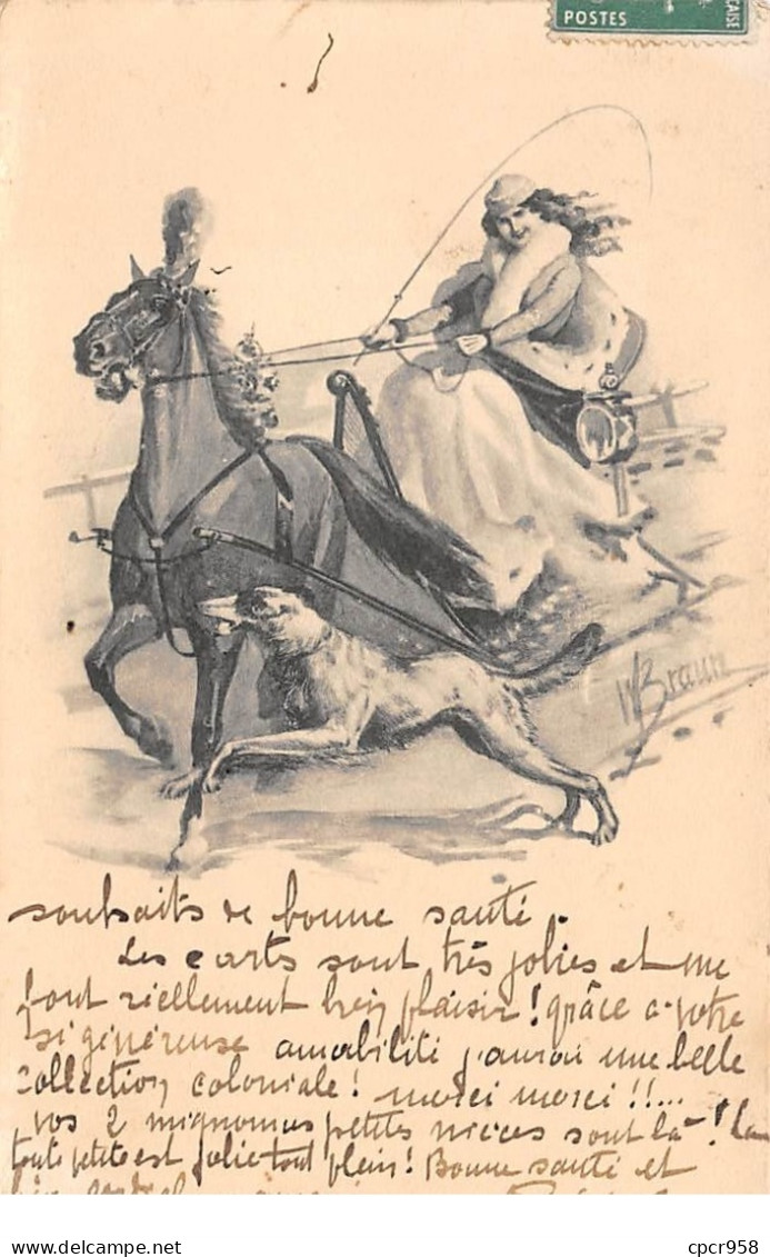 Illustrateur - N°66080 - Braun - Série Sport -Femme Dans Un Traîneau Tiré Par Un Cheval - Braun, W.