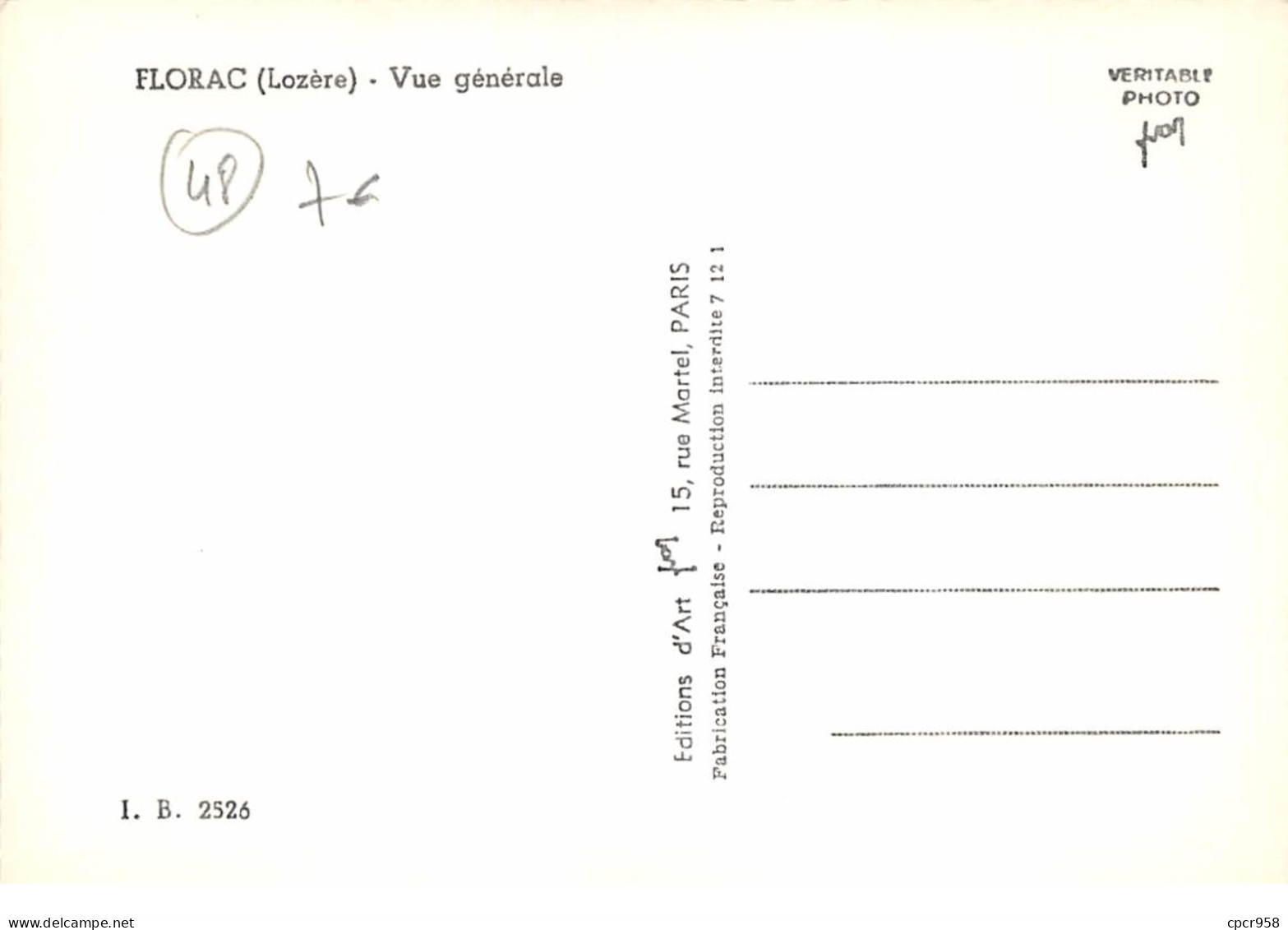 48 .n° 204600.florac.vue Générale. Cpsm - 15 X 10.5 Cm. - Florac