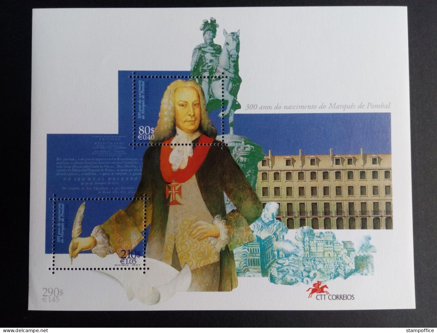 PORTUGAL BLOCK 151 POSTFRISCH(MINT) 300.GEBURTSTAG DES MARQUIS VON POMBAL 1999 - Blokken & Velletjes