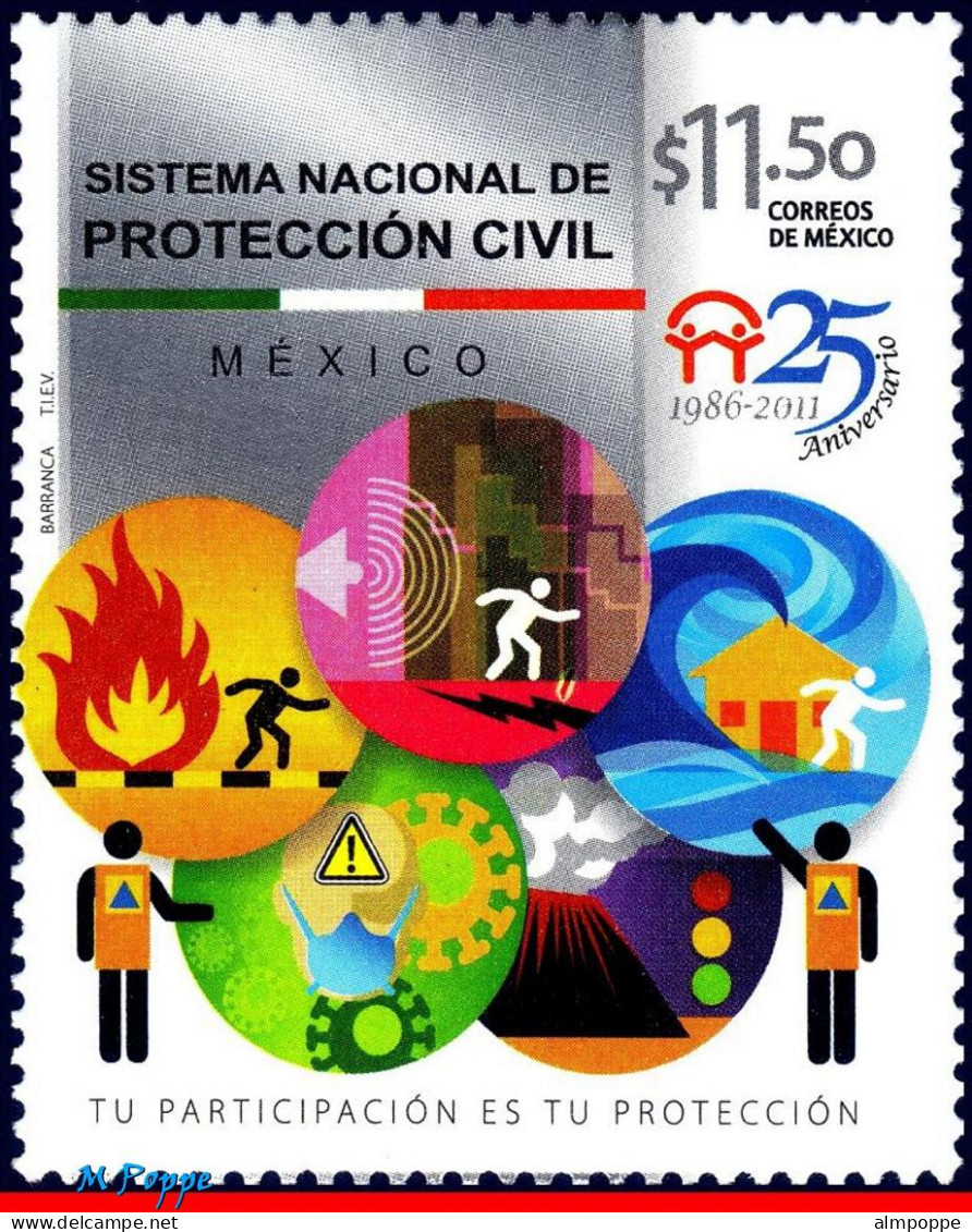 Ref. MX-2751 MEXICO 2011 - NTL.CIVIL PROTECTIONSYSTEM, 25TH ANNIV., MNH, HEALTH 1V Sc# 2751 - Primo Soccorso