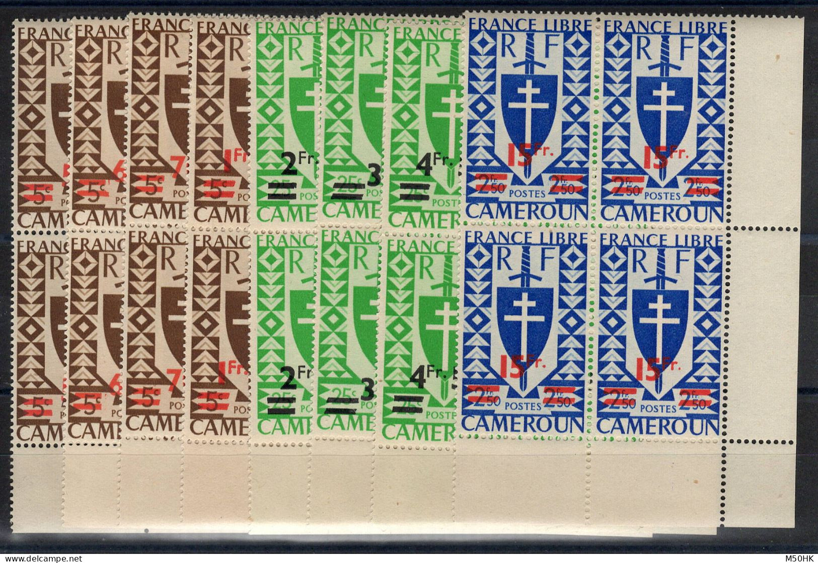 Cameroun - YV 266 à 273 N** MNH Luxe Complète Serie De Londres Surchargé En Blocs De 4 CdF , Cote 52+ Euros - Neufs