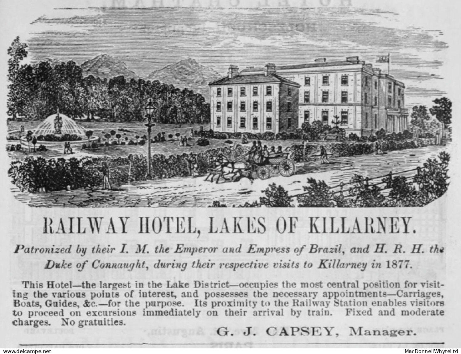 Ireland Railway 1872 Cover RAILWAY HOTEL KILLARNEY To Housatonic Railroad USA With 3d, Variously Damaged - Autres & Non Classés