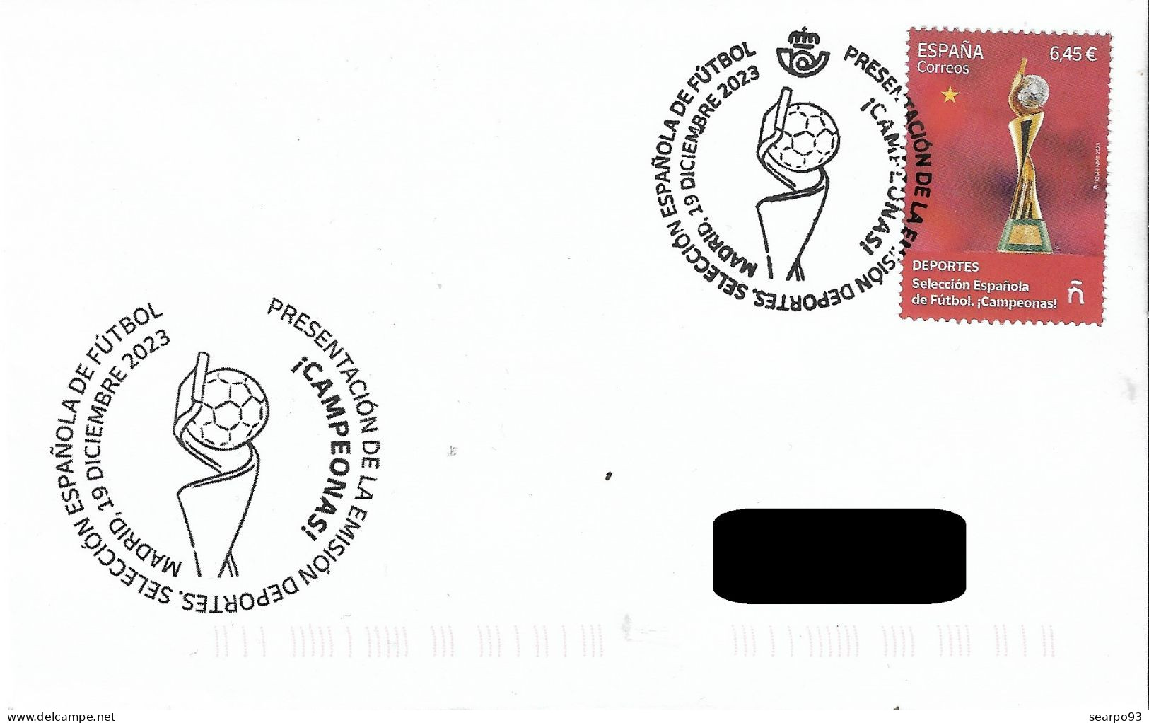 SPAIN. POSTMARK. SPANISH WOMEN'S FOOTBALL TEAM. WORLD CHAMPIONS. 2023 - Sonstige & Ohne Zuordnung