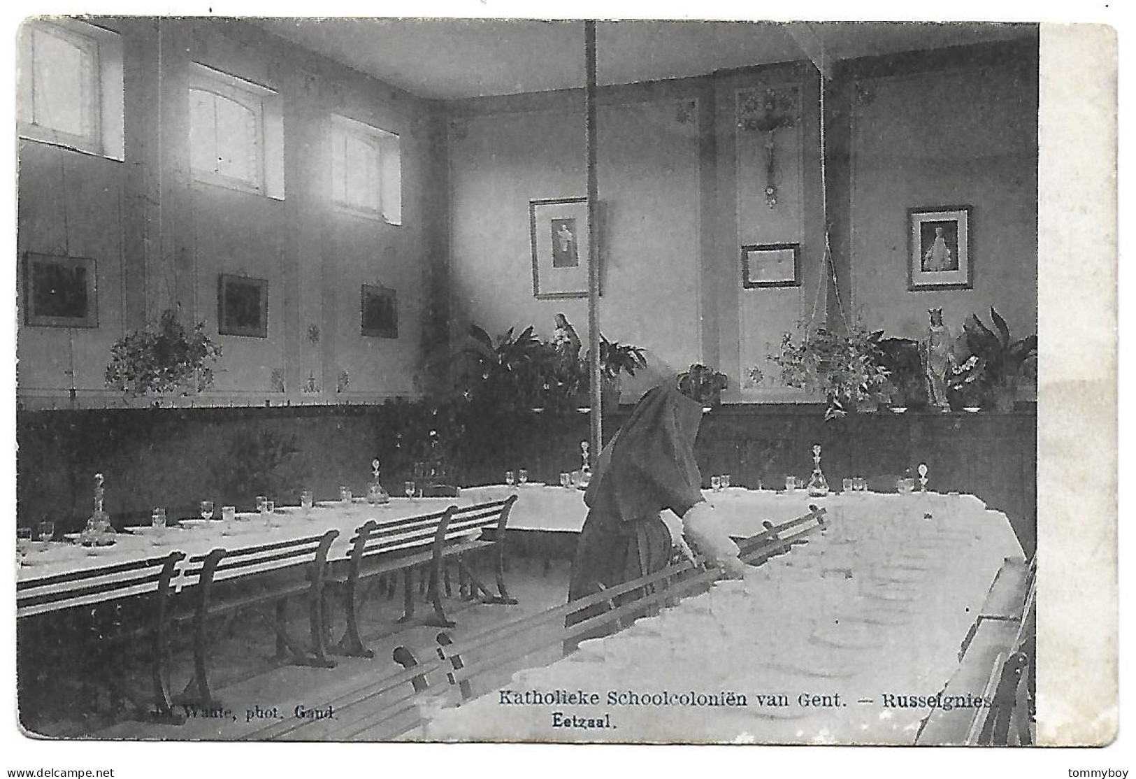 CPA Russeignies, Katholieke Schoolcoloniën Van Gent, Eetzaal - Mont-de-l'Enclus