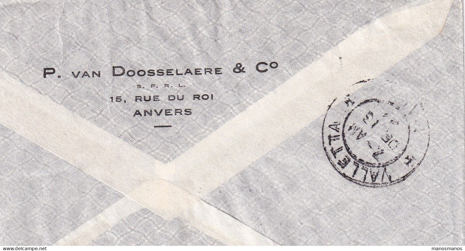 970/40 -- PAR AVION - Enveloppe TP  Petits Sceaux Et O-D ANTWERPEN 1946 Vers MALTA - Rare Destination - Briefe U. Dokumente