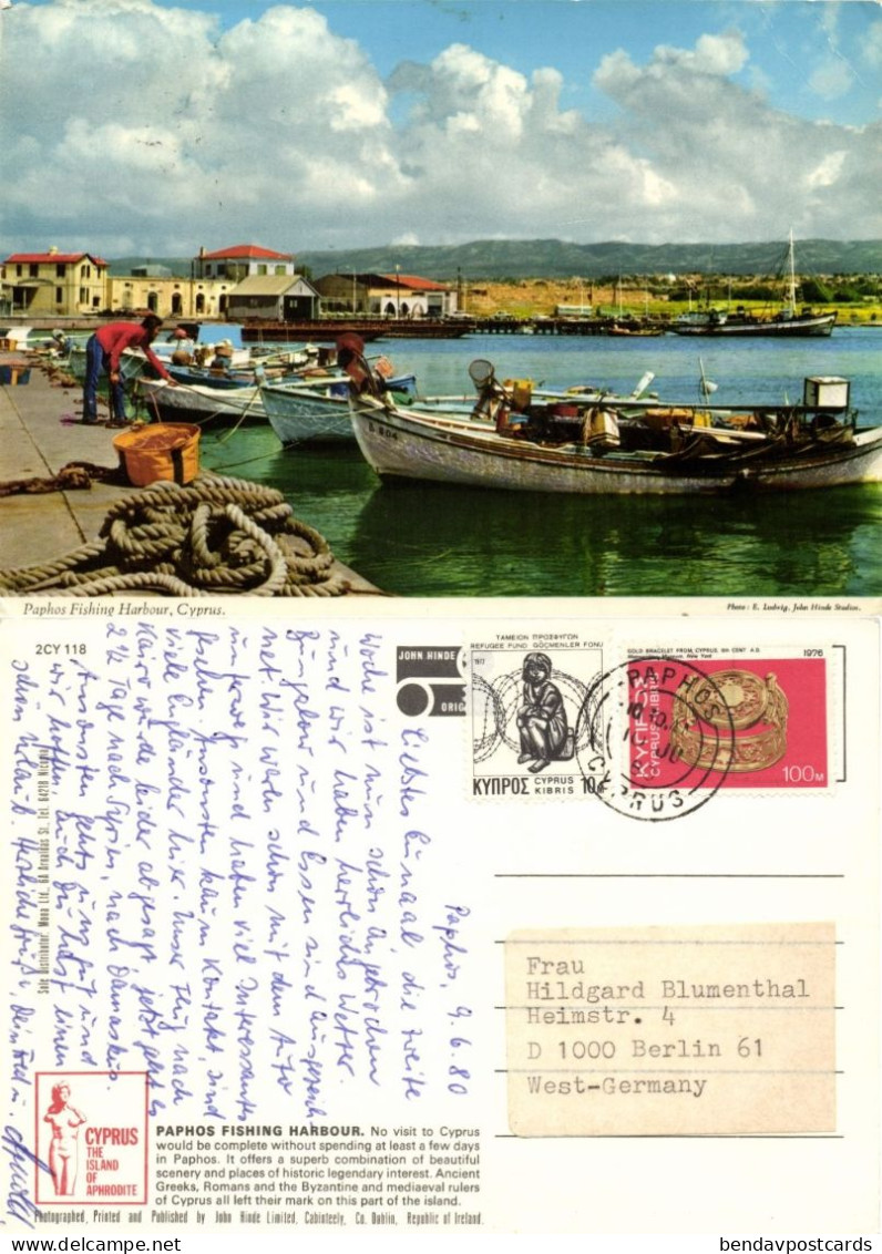 Cyprus, PAPHOS, Fishing Harbour (1980) Postcard - Cipro