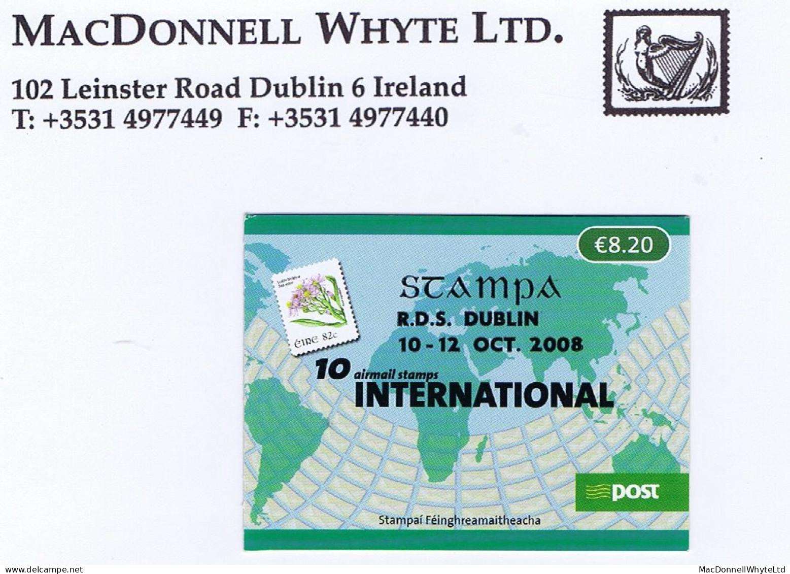 Ireland 2008 Stampa Overprint On Flowers Booklet Sea Aster 82c X 10 Complete Mint - Other & Unclassified