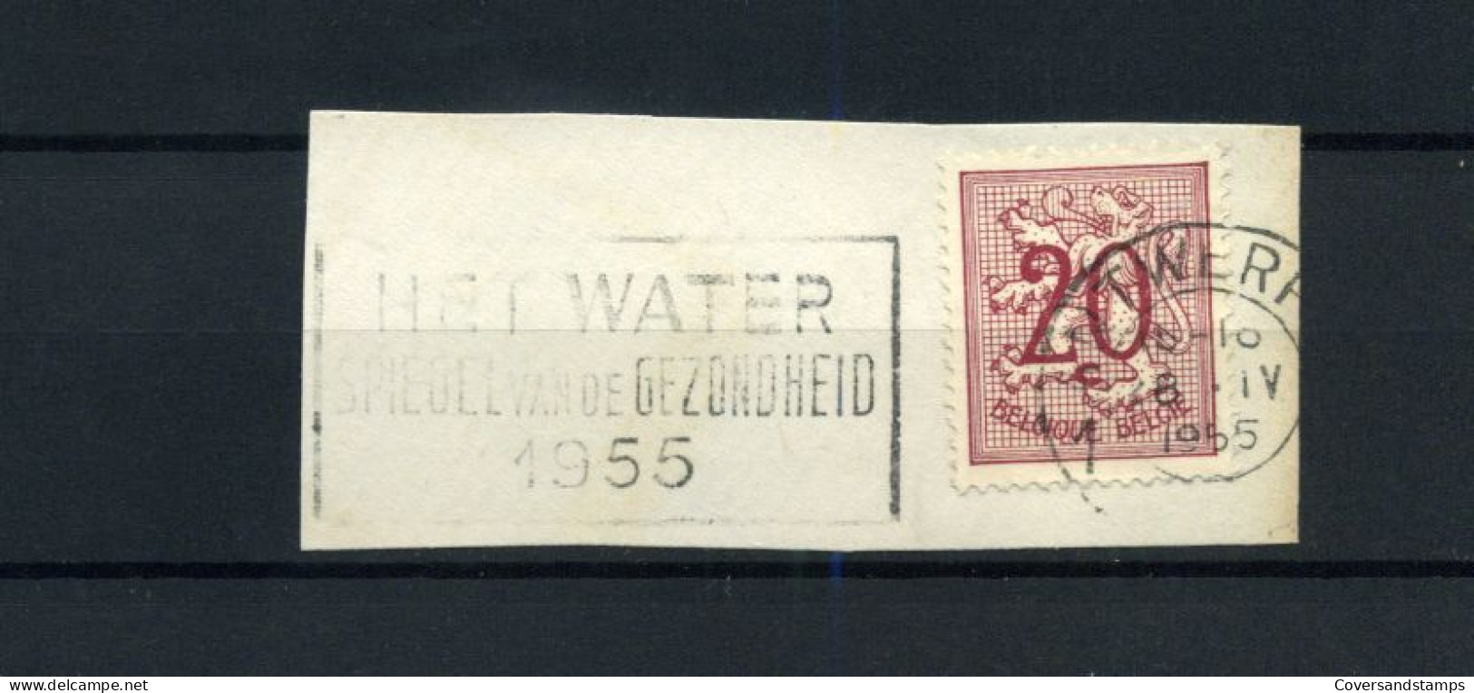 Vlagstempel  / Flamme : "Het Water, Spiegel Van De Gezondheid 1955" - Fragment - Vlagstempels