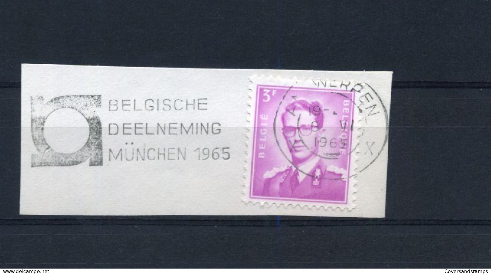 Vlagstempel  / Flamme : "Belgische Deelneming München 1965" - Fragment - Vlagstempels