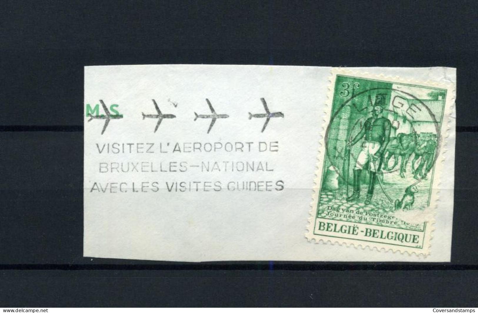 Vlagstempel  / Flamme : "Visitez L'aeroport De Bruxelles-National Avec Les Visites Guidées" - Fragment - Werbestempel