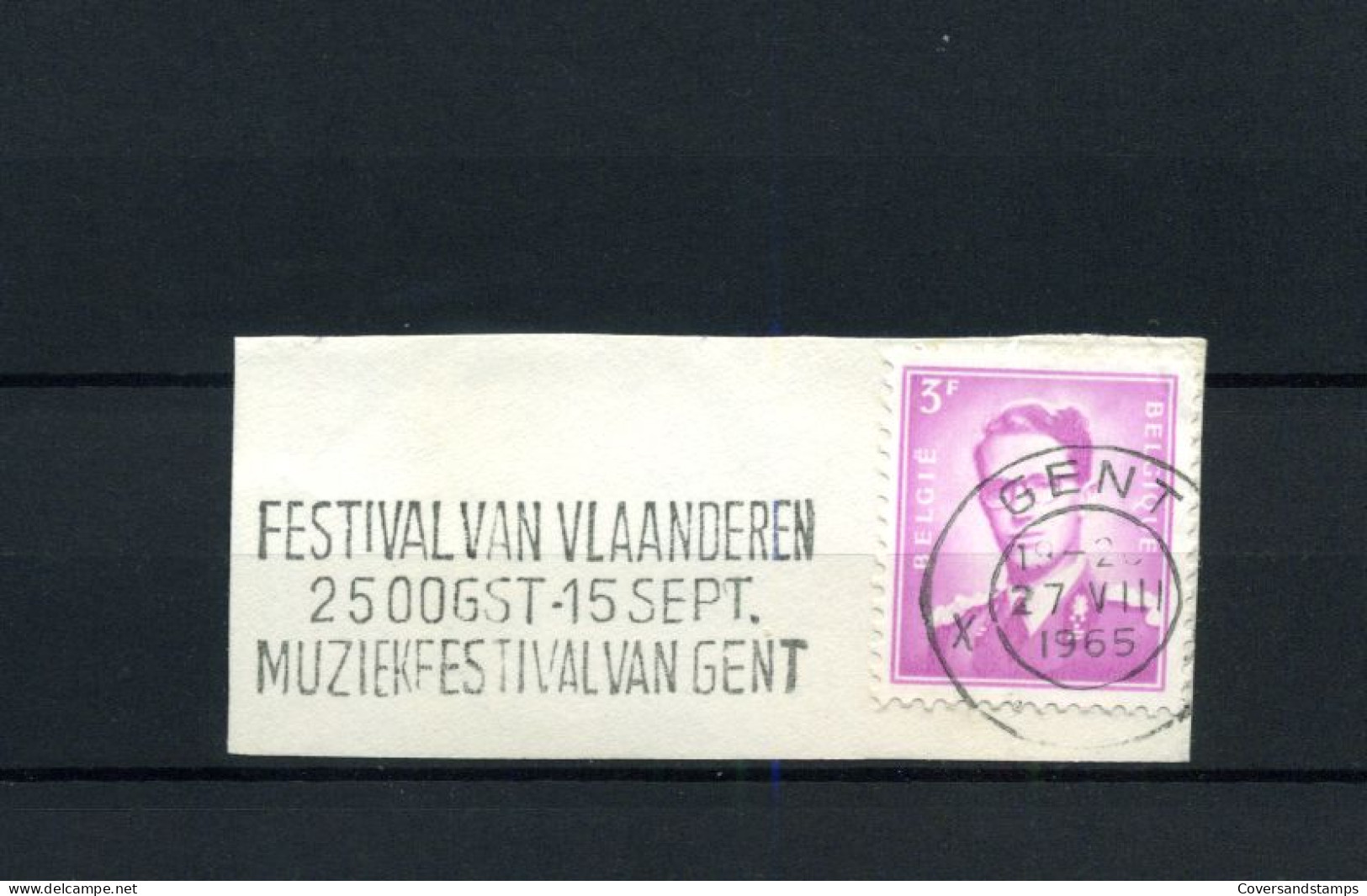 Vlagstempel  / Flamme : "Festival Van Vlaanderen 25 Oogst-15 Sept Muziekfestival Van Gent" - Fragment - Werbestempel