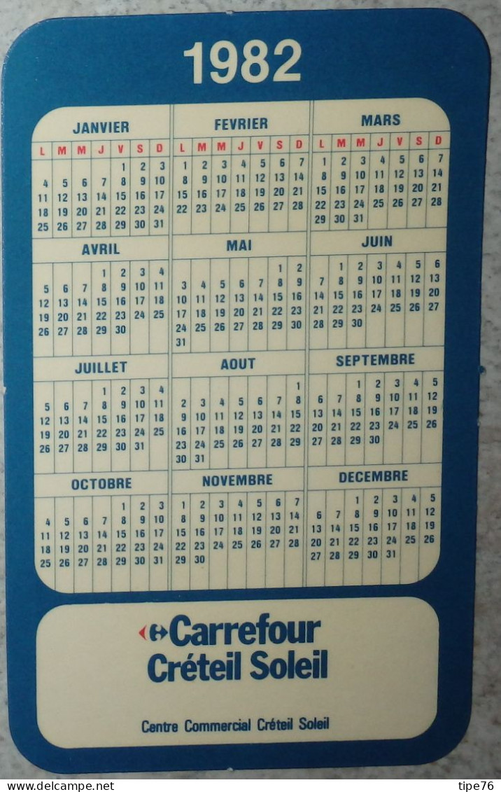 Petit Calendrier  Poche 1982 Supermarché Magasin Carrefour  Créteil  Miko Glace - Petit Format : 1981-90